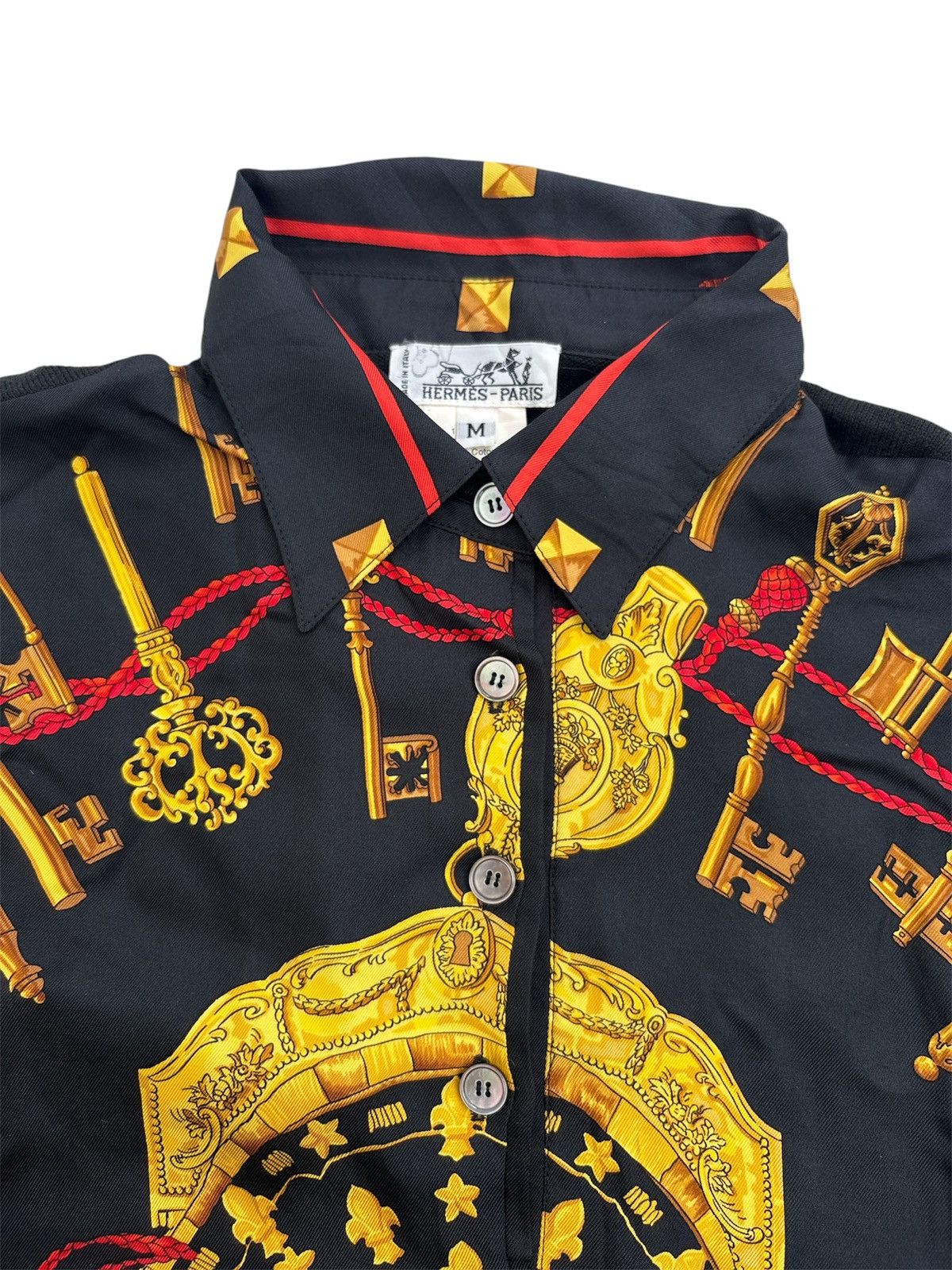 Hermes 1990s Printed Silk LS Polo Shirt Size US M / EU 48-50 / 2 - 3 Thumbnail