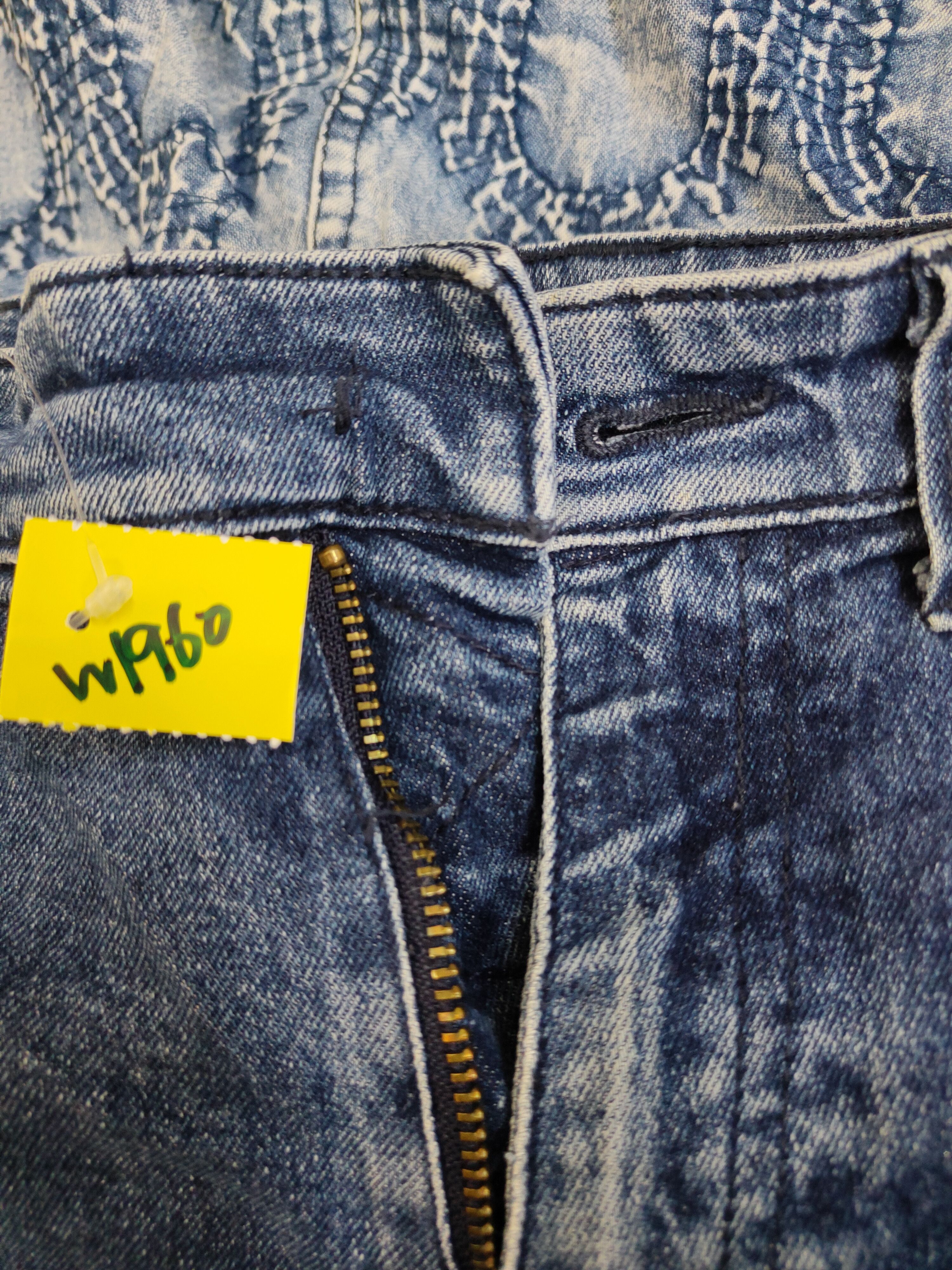 Japanese Brand FieldCore Dark Blue Distressed Ripped denim Jeans #W1960 Size US 32 / EU 48 - 17 Thumbnail