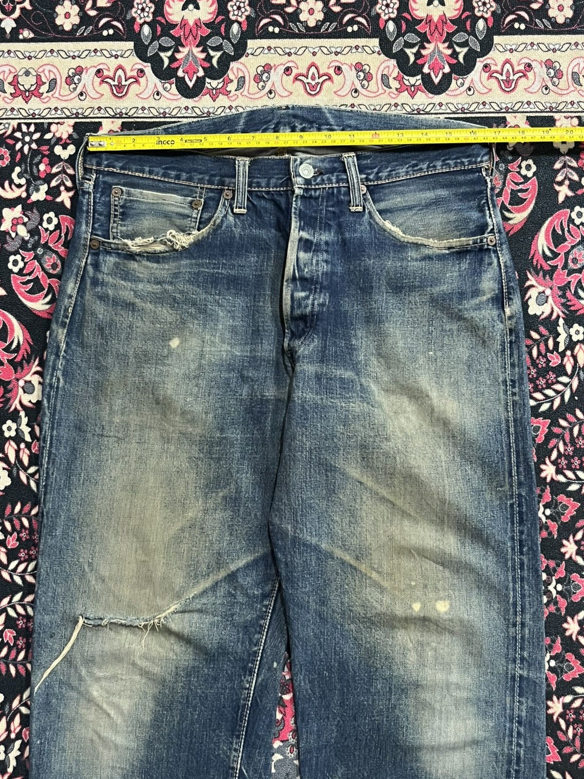 The Real McCoy's Joe McCoy & Co Lot 905 Dark Faded Distressed Selvedge Jeans Size US 34 / EU 50 - 18 Thumbnail