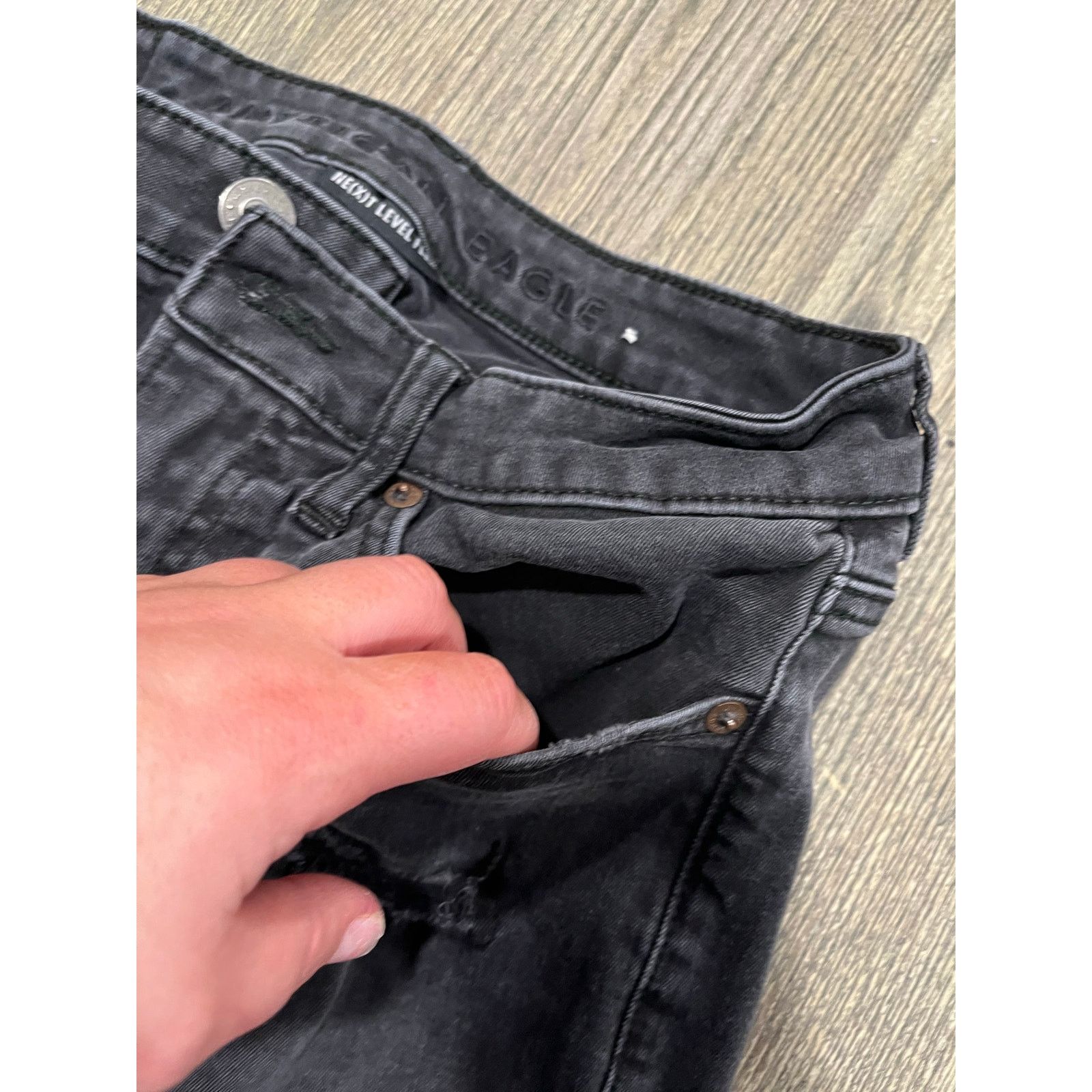 American Eagle Outfitters American Eagle Mens Straight Jeans Distressed Black Sz 29x30 Size US 29 - 5 Thumbnail