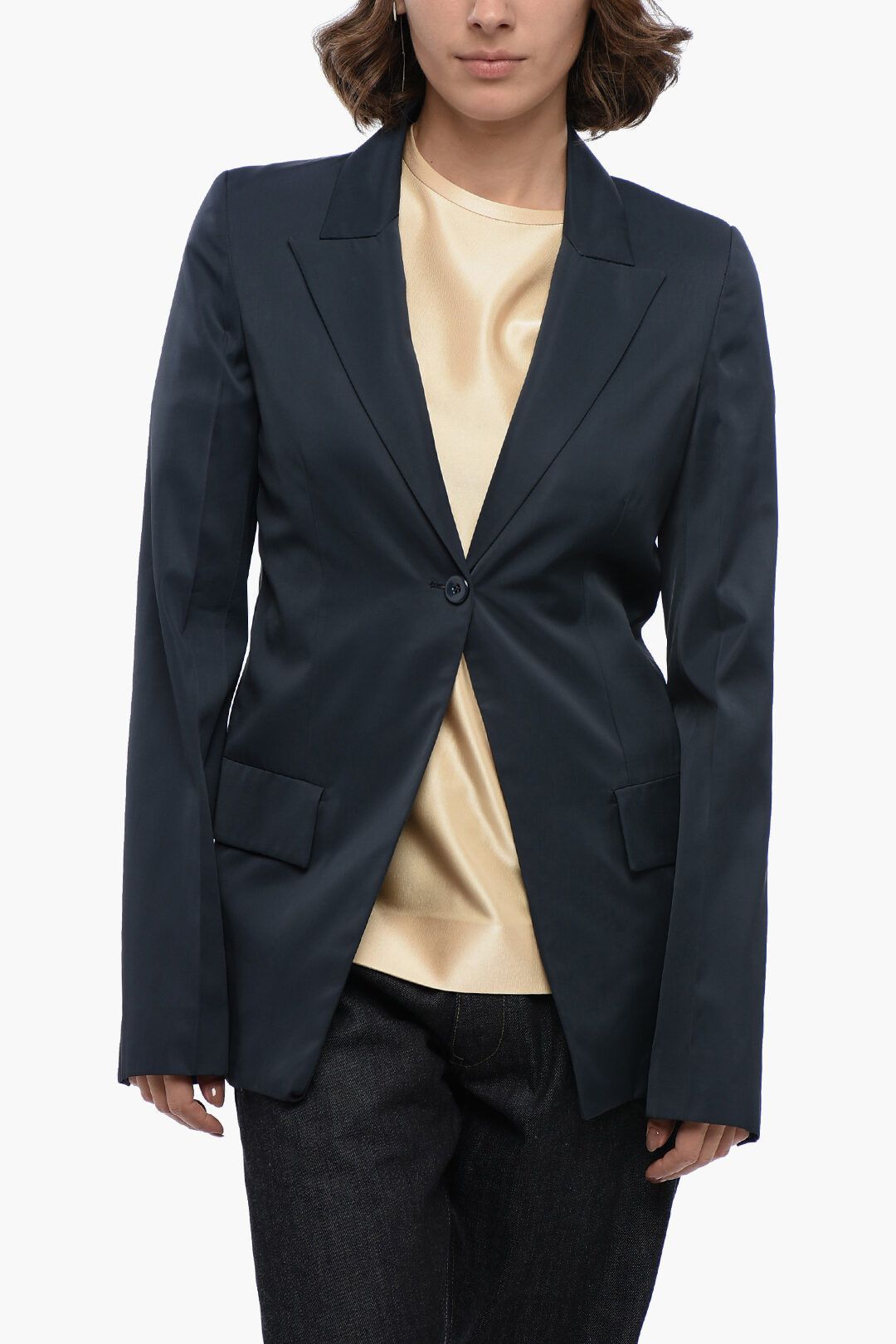 Jil Sander og1mm1225 Viscose Slim Fit Blazer in Blue Size S / US 4 / IT 40 - 1 Thumbnail