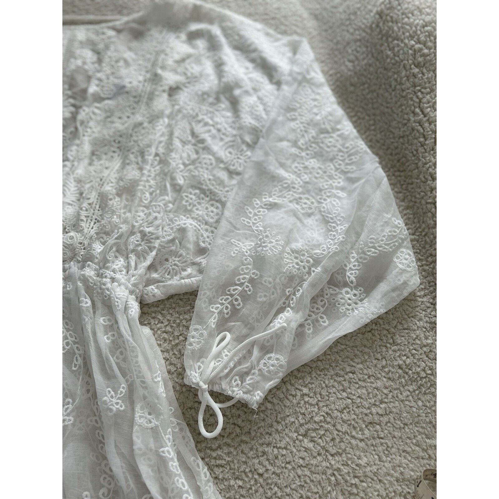 Designer Endless Rose Womens Lace White Midi Dress Long Dolman Sleeve Size L / US 10 / IT 46 - 8 Thumbnail