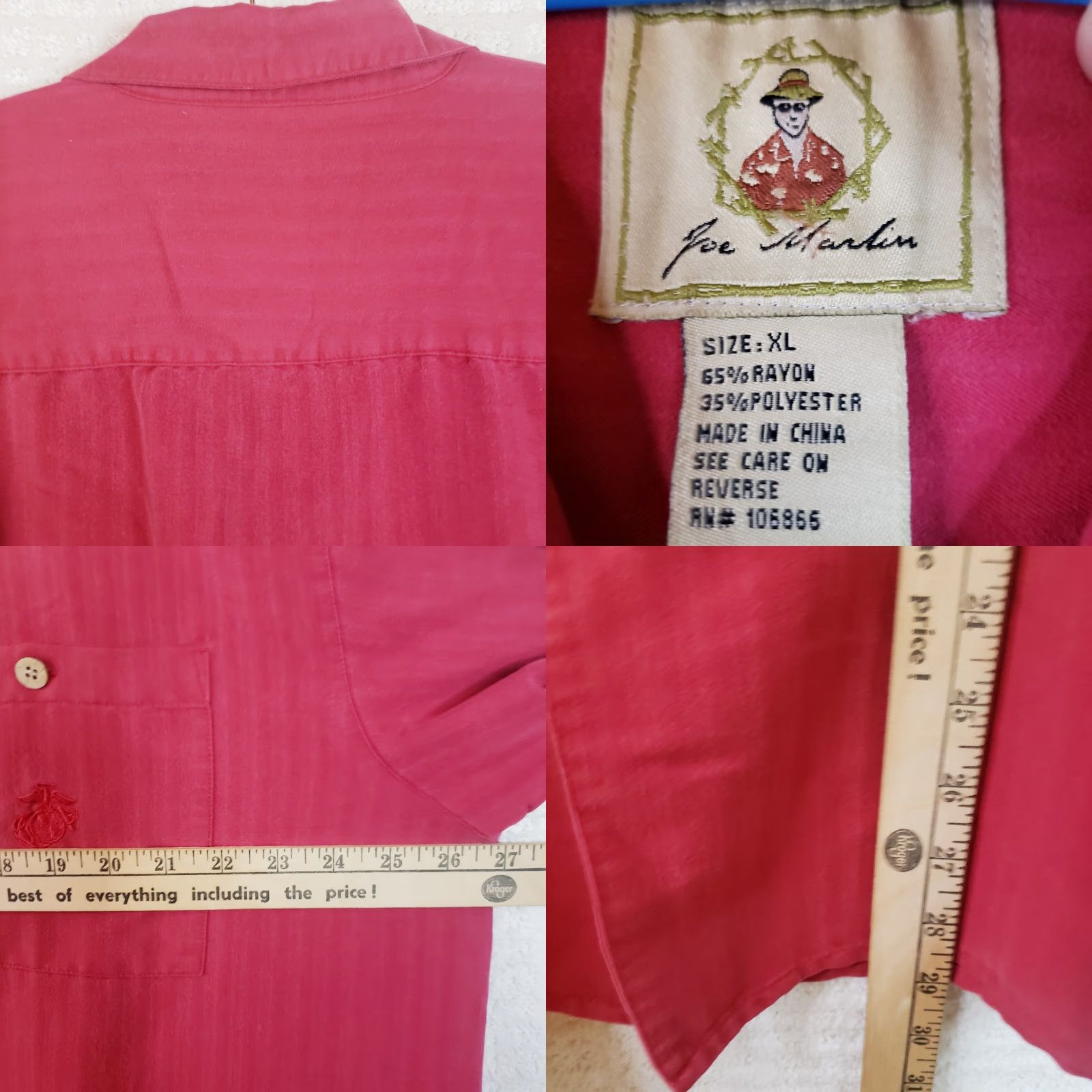 Logo 7 Joe Marlin Short Sleeve Button-Up Shirt Men’s XL Red Hawaiian Marine Corps Logo Shirt Size US XL / EU 56 / 4 - 9 Thumbnail