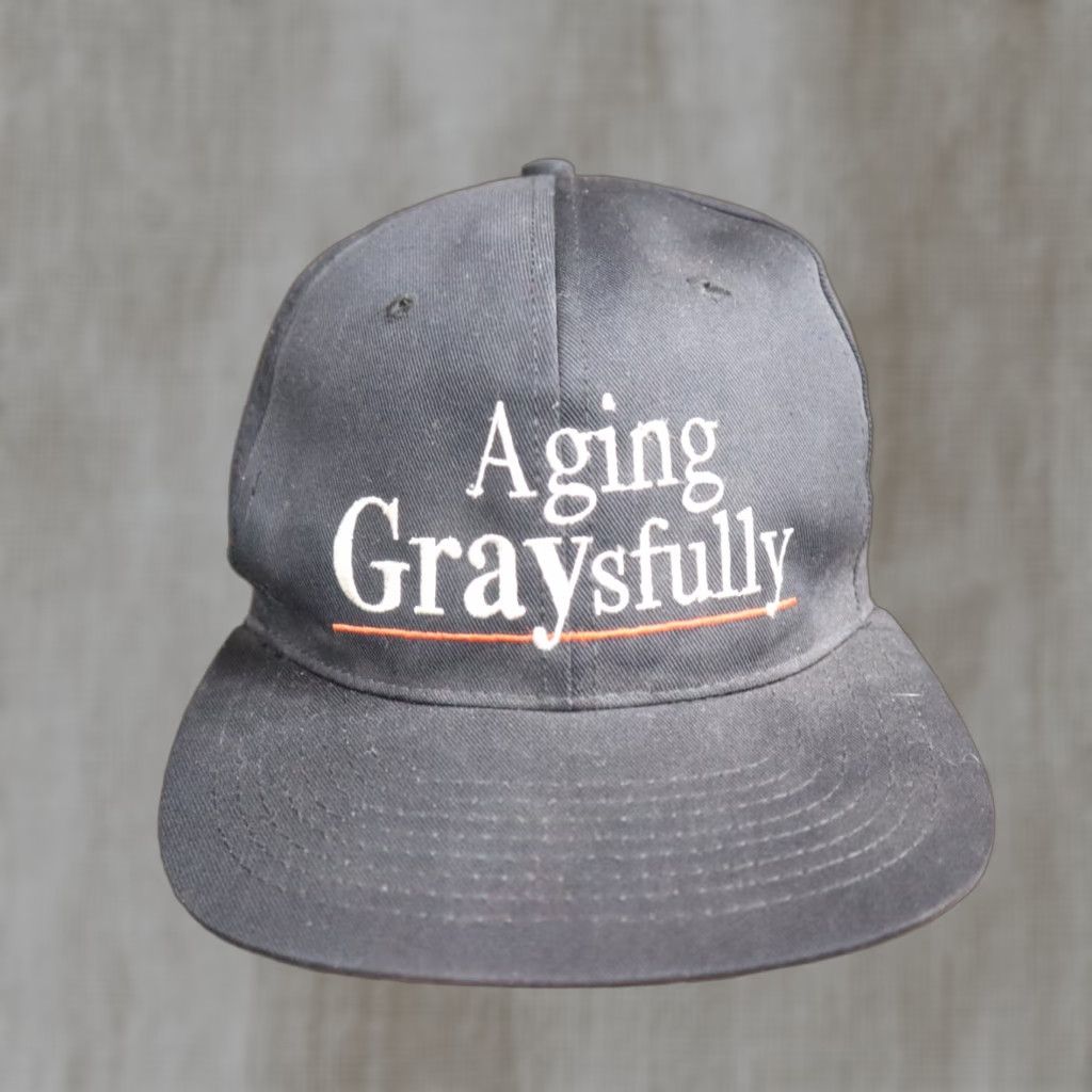 Vintage Aging Graysfully Black Cap Hat Shoebox Hallmark Greeting Cards Snapback Size ONE SIZE - 1 Thumbnail