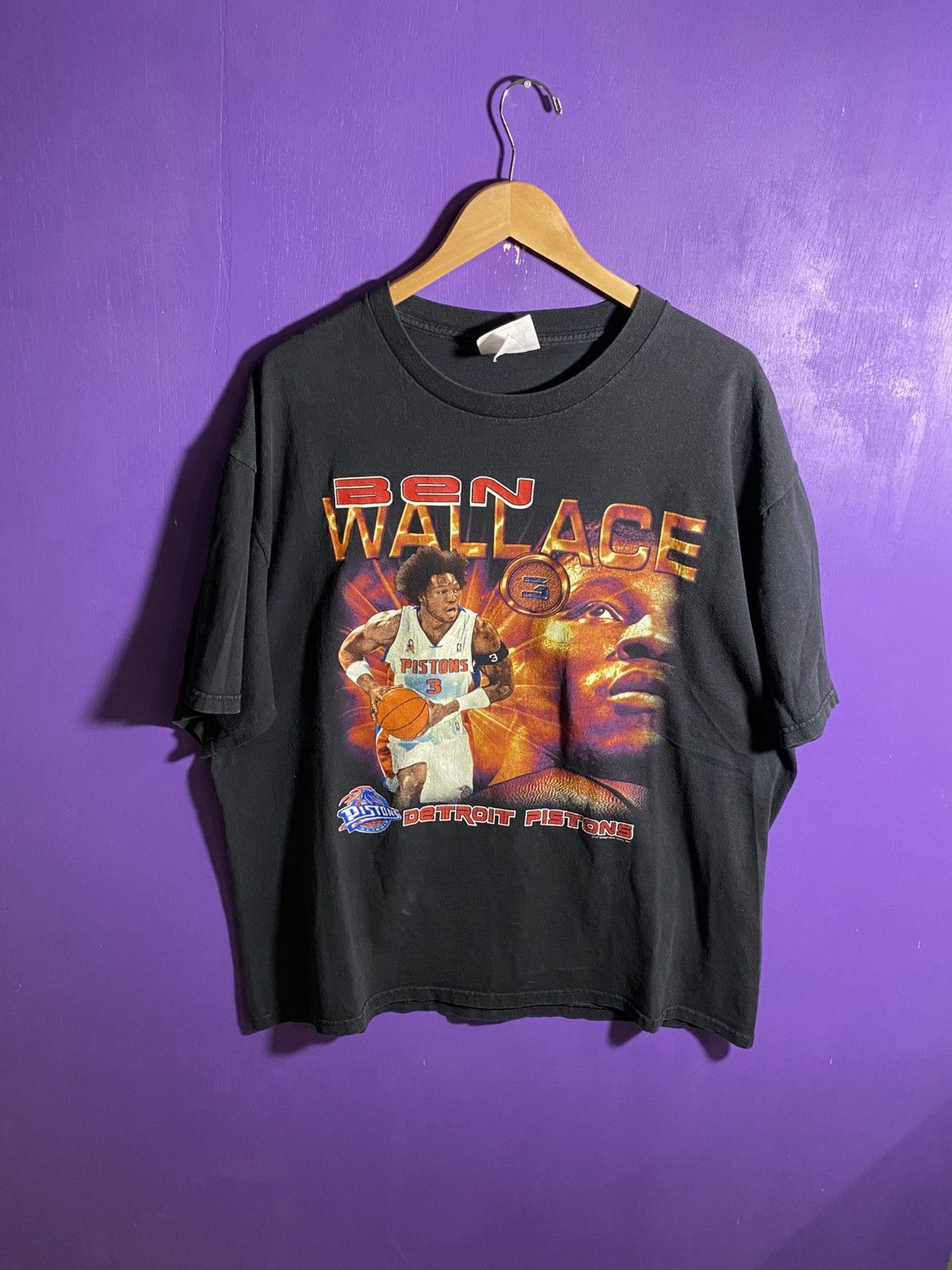 NBA Vintage 90s Detroit pistons Ben Wallace coin tee Size US XL / EU 56 / 4 - 1 Thumbnail