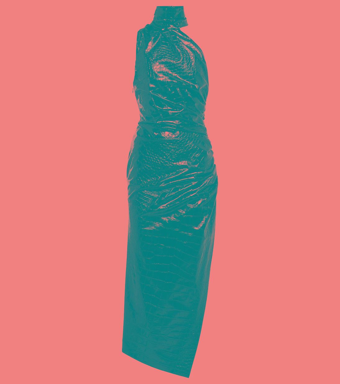 Alaia Alaia Asymmetric croc-effect vinyl halterneck midi dress 38 Size S / US 4 / IT 40 - 12 Thumbnail