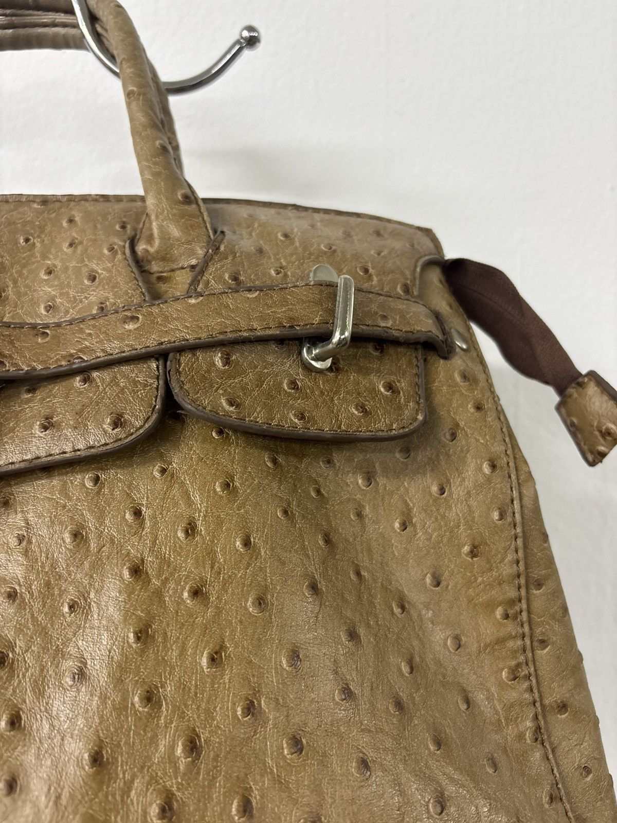 Handmade Birkin Style Hand Bag Ostrich Leather Size ONE SIZE - 3 Thumbnail