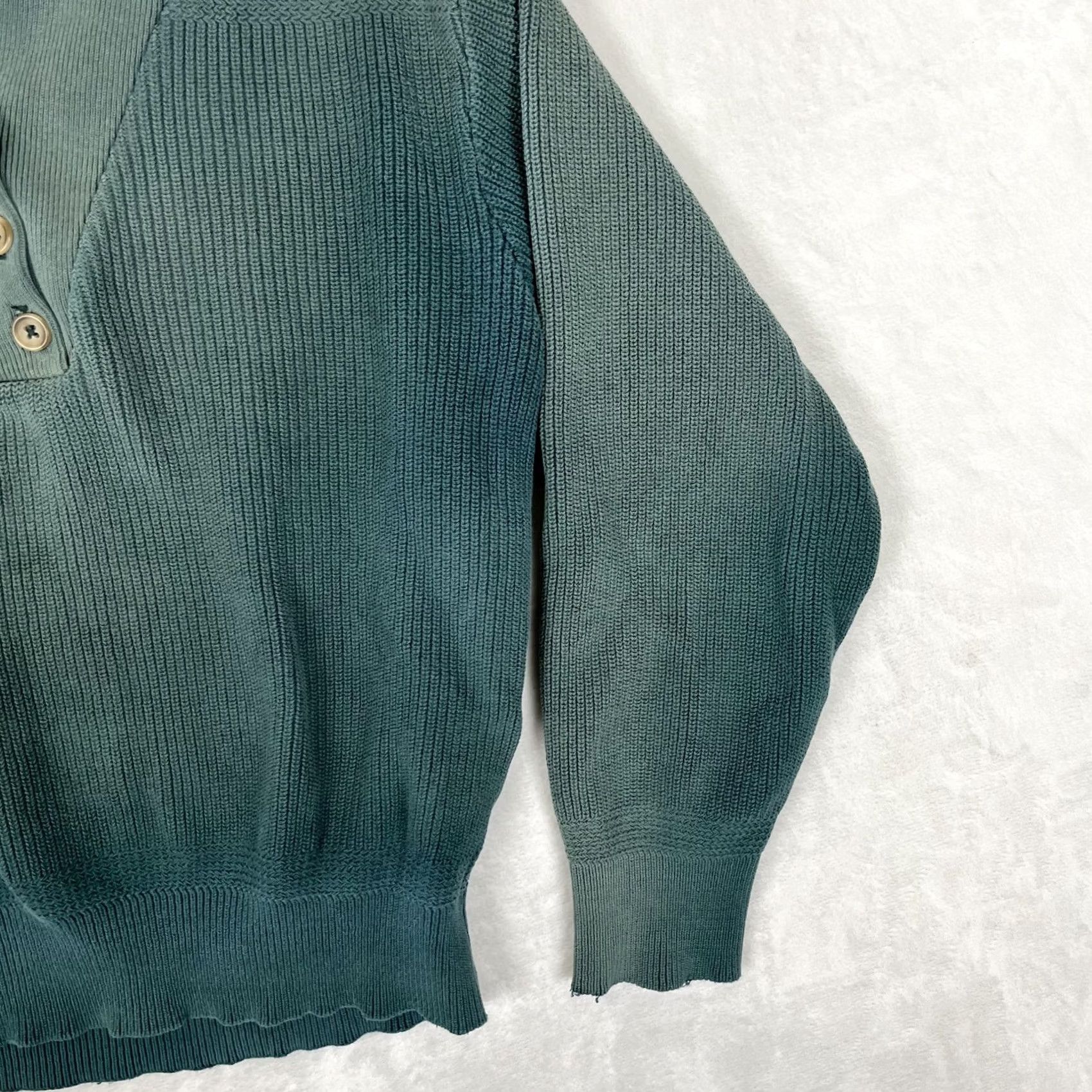 Vintage VINTAGE L.L. Bean Sweater Womens M Green Mock Neck Henley Cotton Knit Made USA Size M / US 6-8 / IT 42-44 - 4 Thumbnail