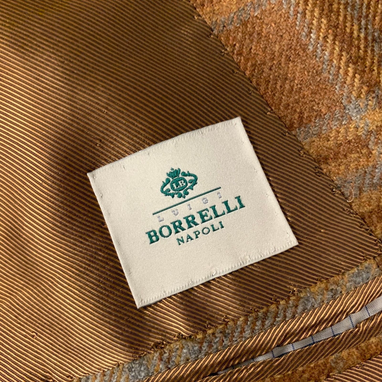Other BORRELLI Brown Camel Plaid Cashmere Notch Lapel Sport Coat Size 44R - 6 Thumbnail