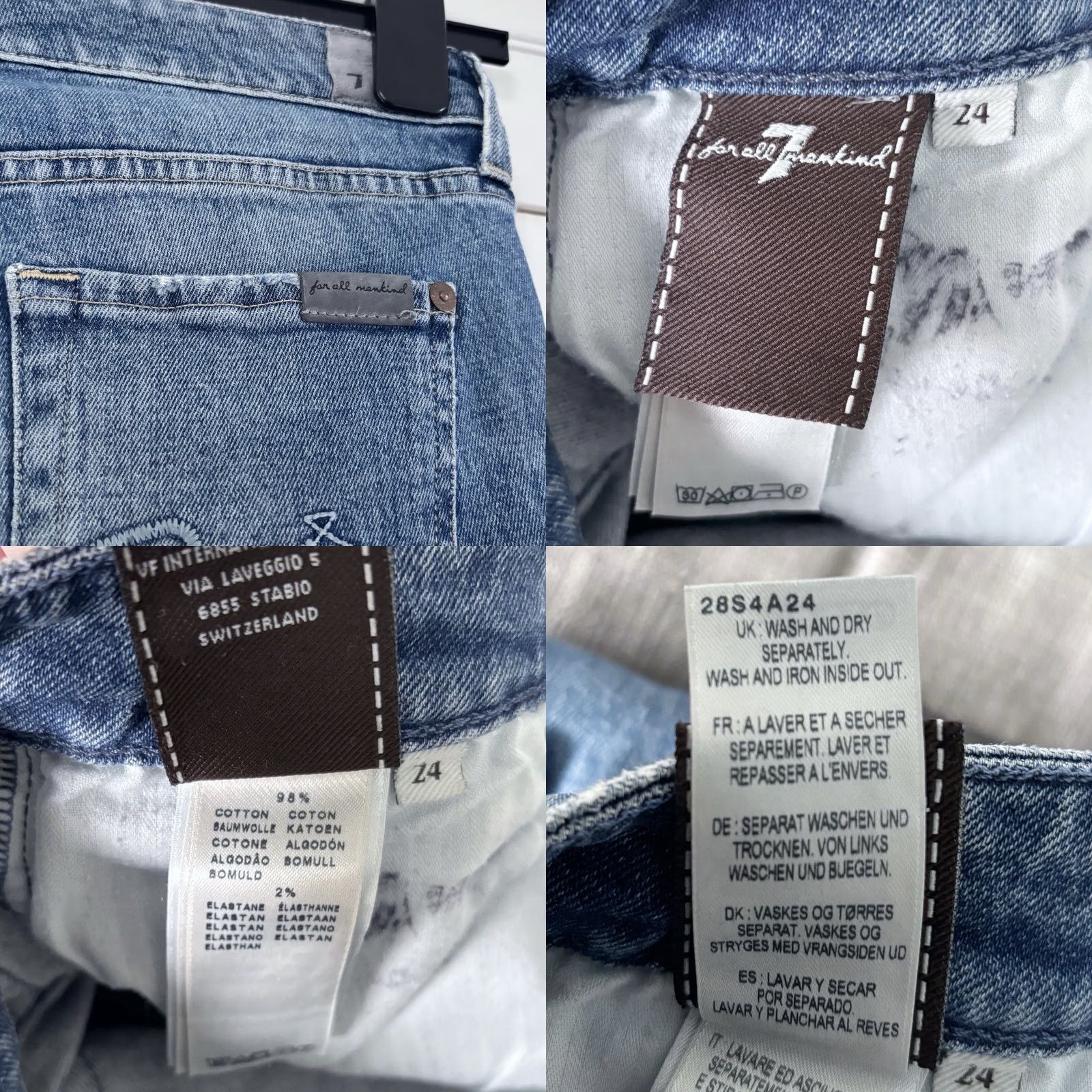 7 For All Mankind 7 For All Mankind Blue Distressed Jeans - W24/L31 Womens Size - Italy Denim - Slim Fit Size 42" / US 20 - 8 Thumbnail