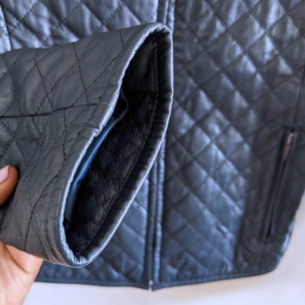 Giordano Giordano Ladies XS Quilted Leather Jacket Turquoise Green Zi Size XS / US 0-2 / IT 36-38 - 8 Thumbnail