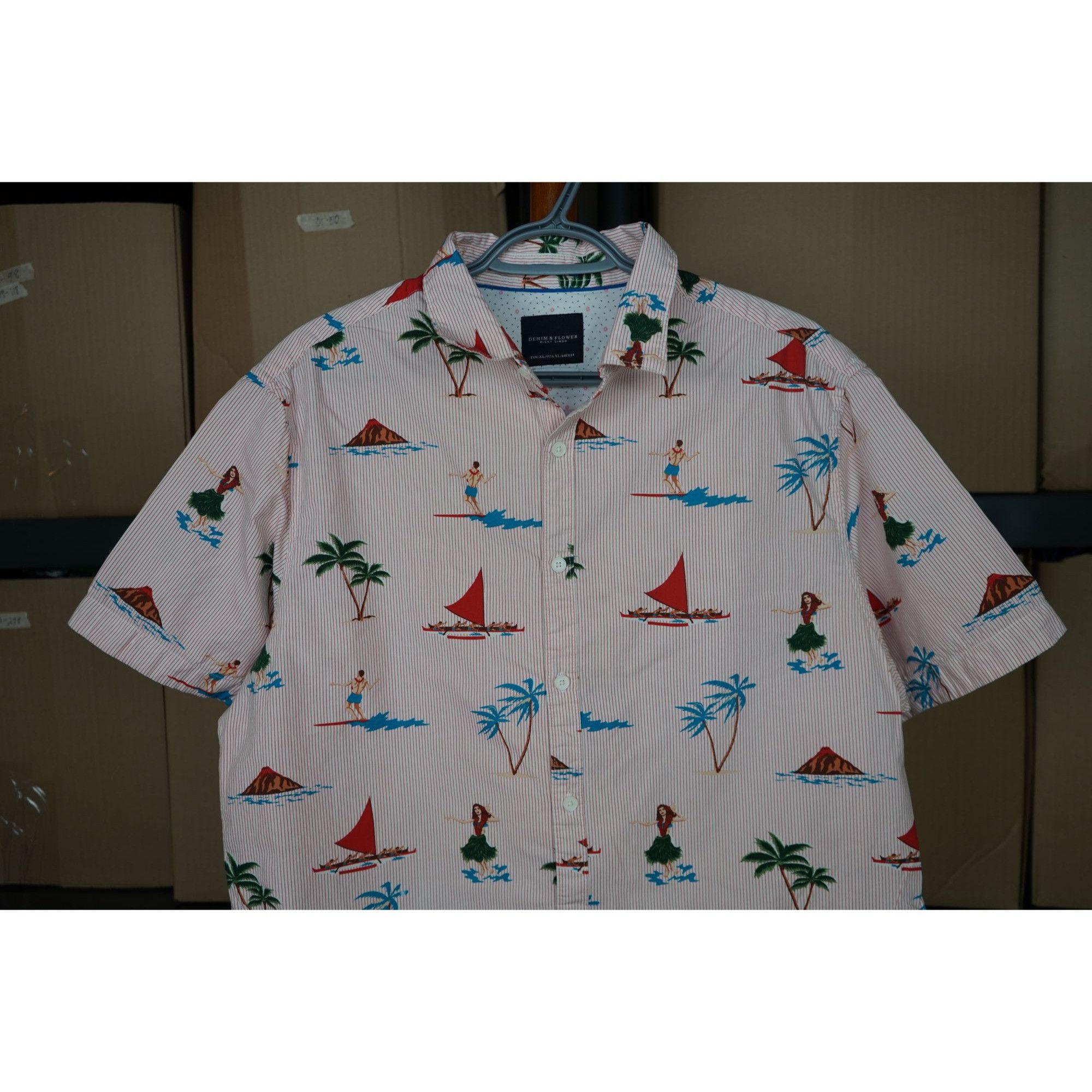 Other Denim & Flower Pink Beach Short Sleeve Shirt Men's XL #346 Size US XL / EU 56 / 4 - 3 Thumbnail