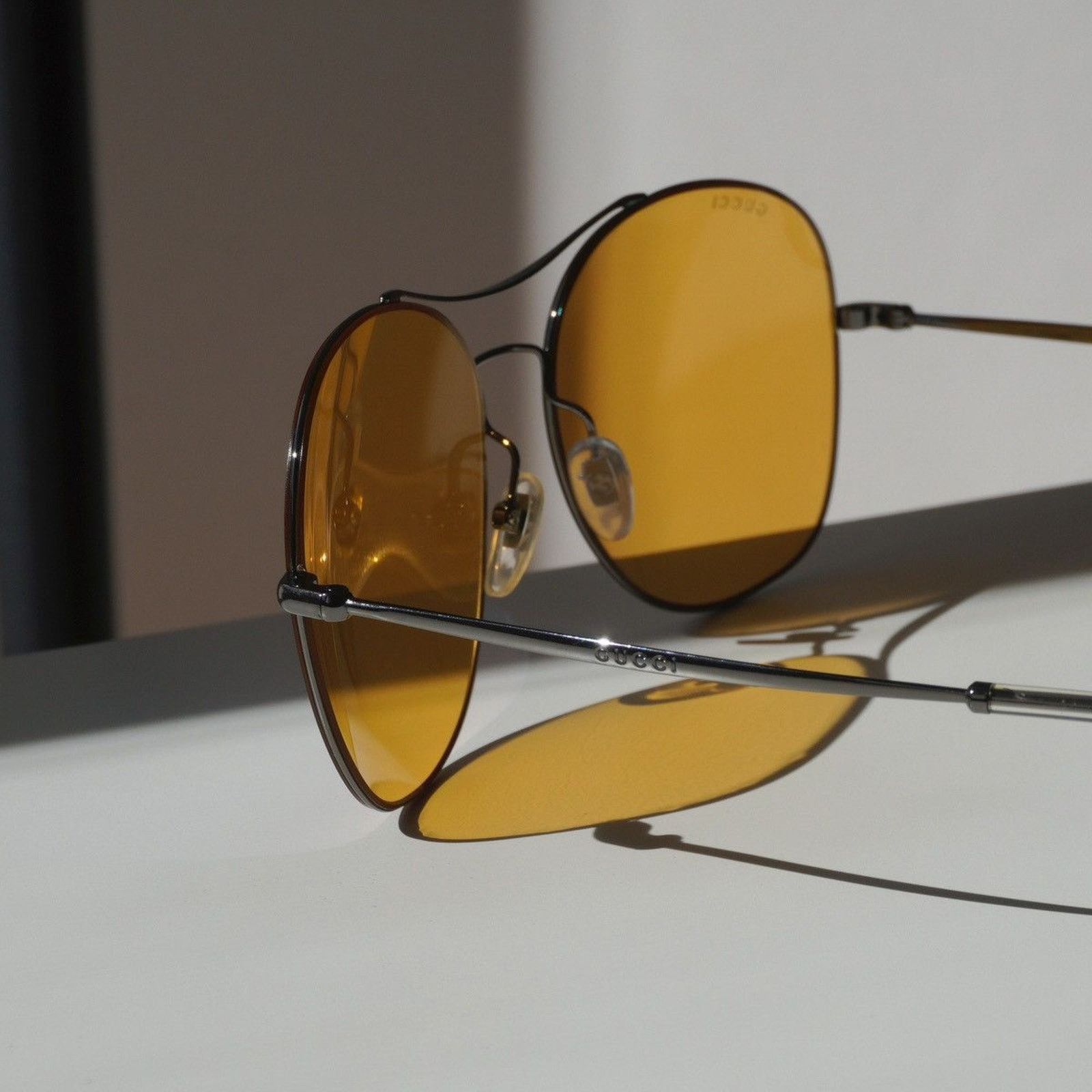 Gucci Vintage gucci silver logo yellow frame aviator sunglasses Size ONE SIZE - 7 Thumbnail