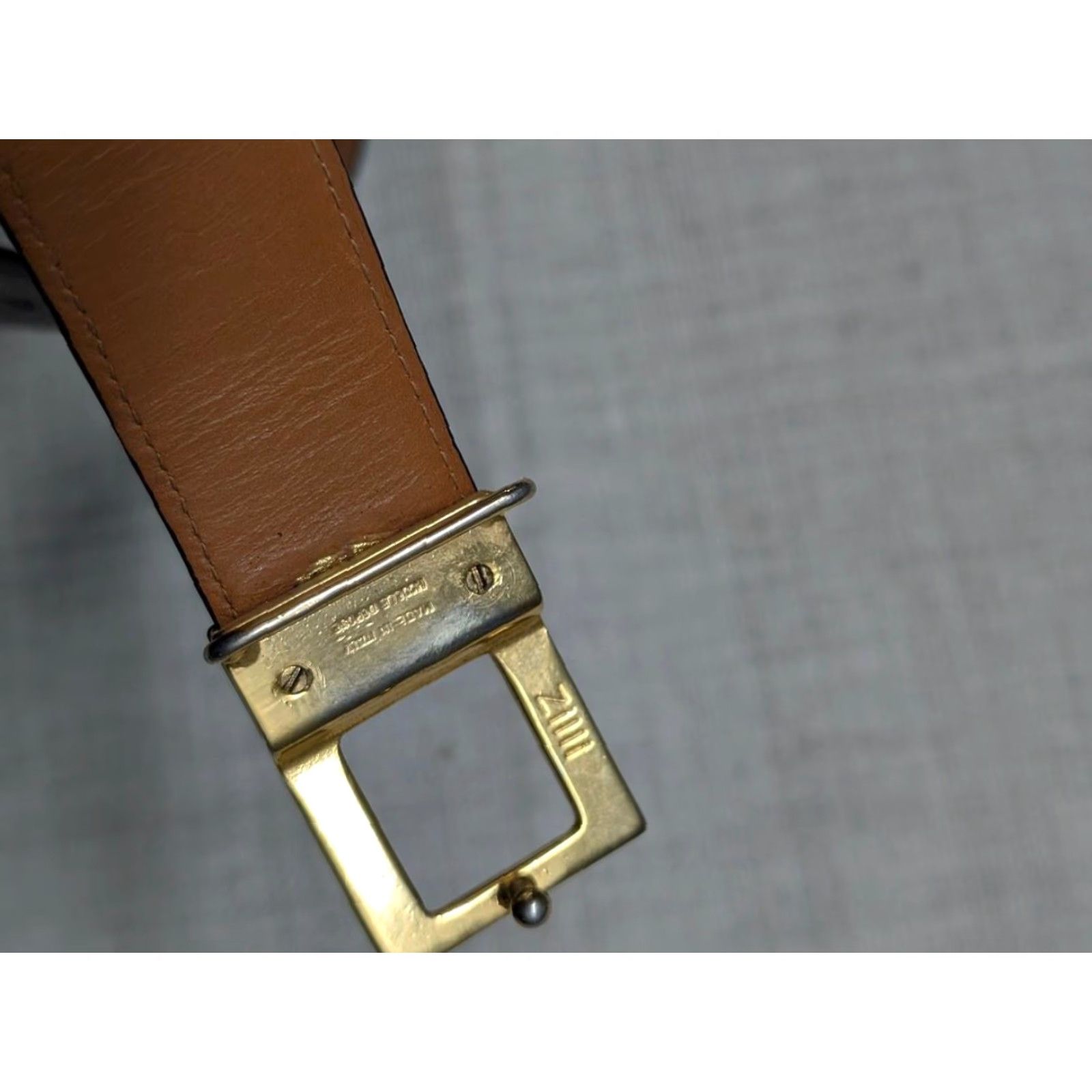Vintage ZILLI belt CROCODILE golden buckle 42 made in FRANCE gray-brown-green Dress Belt Men 41/42 1-1/8" width Size 42 - 7 Thumbnail