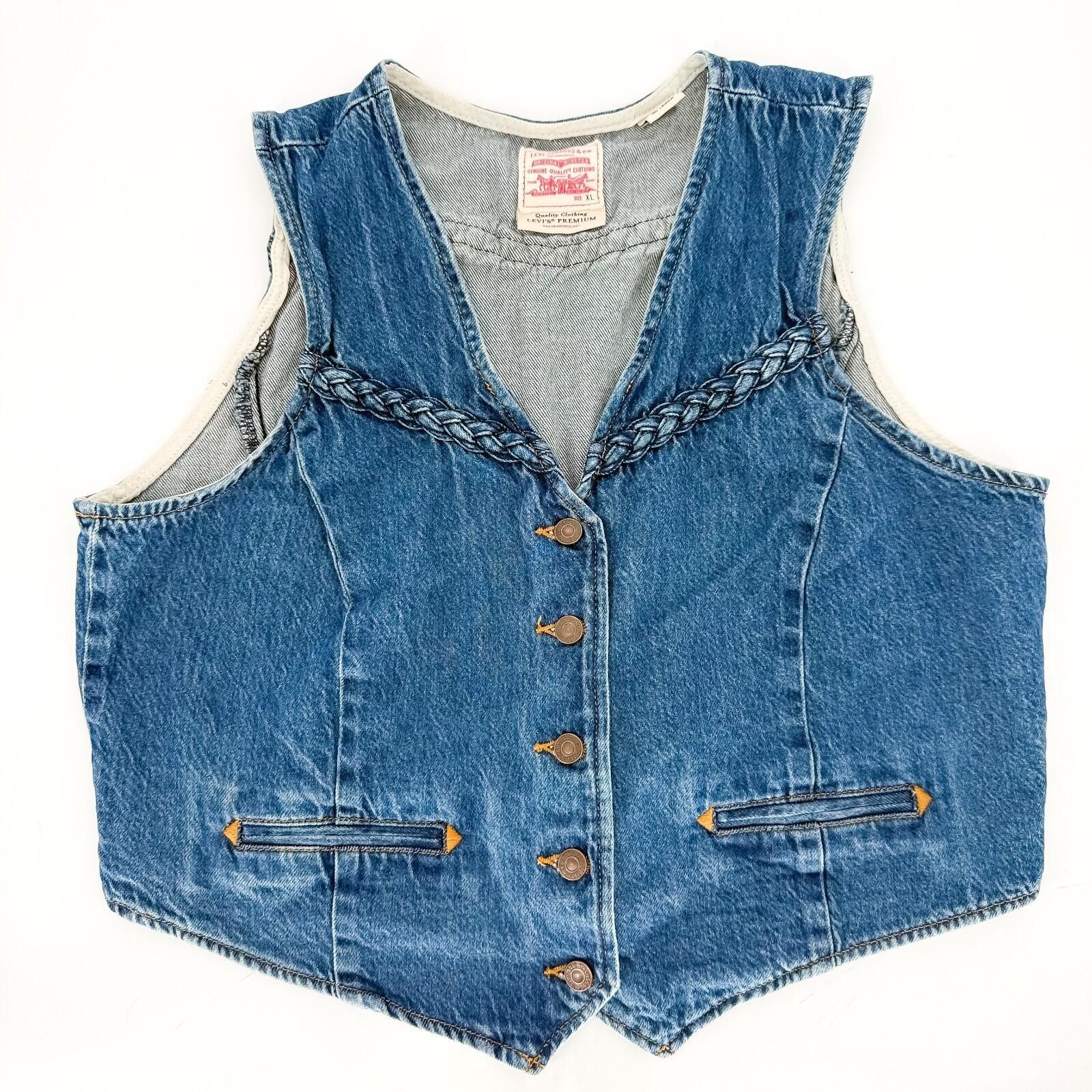 Levi's Levi Braided Denim Western Vest Blue Button Vintage Size XL Size XL / US 12-14 / IT 48-50 - 1 Thumbnail