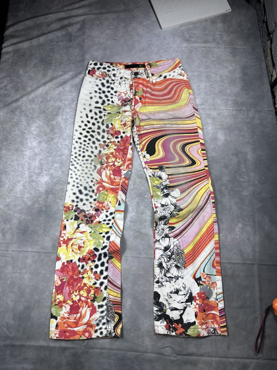 メンズ archive just cavalli paint flare pants