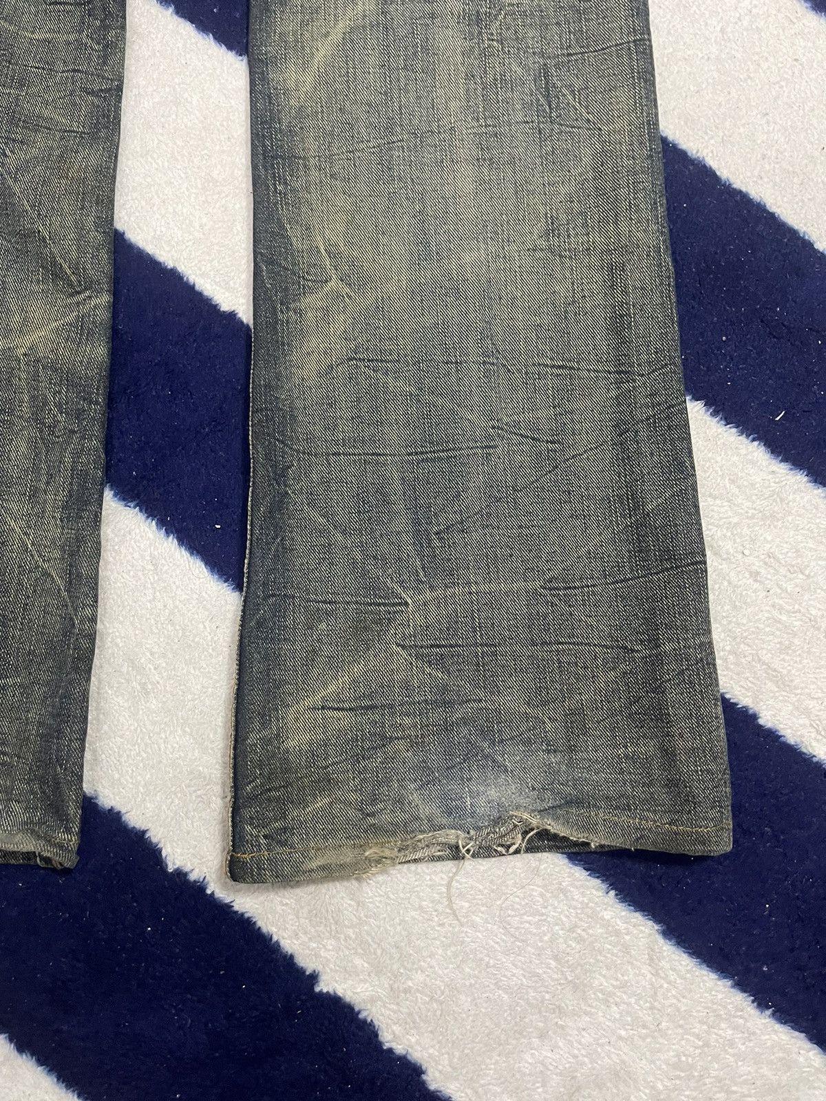 Japanese Brand Pin Ball Distressed Flare Jeans (14) Size US 35 - 6 Thumbnail