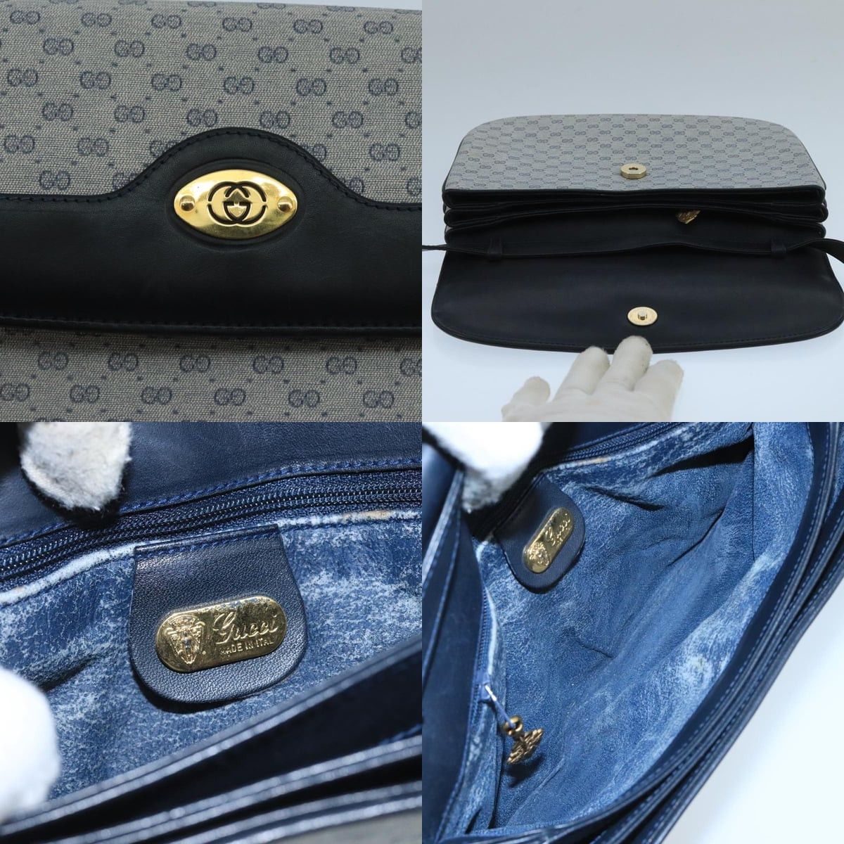 Gucci GUCCI Micro GG Supreme Shoulder Bag Pvc Navy Gold Size ONE SIZE - 11 Thumbnail