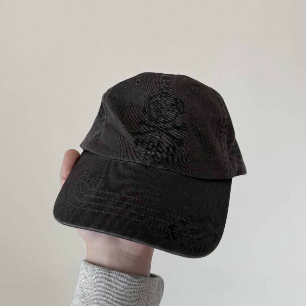 Polo Ralph Lauren Vtg Polo Ralph Lauren Faded Bear Crossbones Stenciled Hat Size ONE SIZE - 3 Thumbnail