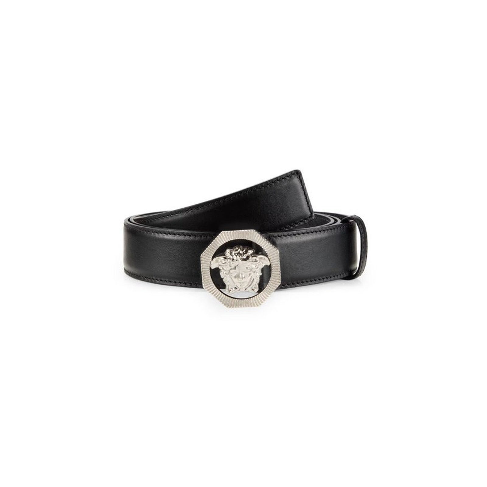 Versace $895 NWT Versace Black Medusa Logo Leather Belt 120(42) Size 42 - 7 Thumbnail