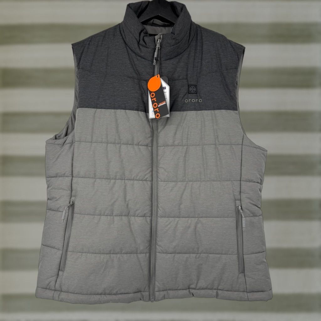 Vintage VINTAGE Ororo NO BATTERY Heated Vest XL Gray Puffer Jacket Stand-Up Collar Men Zip Full Zip Insulated Pockets Outdoor Winter Fall Sports Size US XL / EU 56 / 4 - 1 Thumbnail