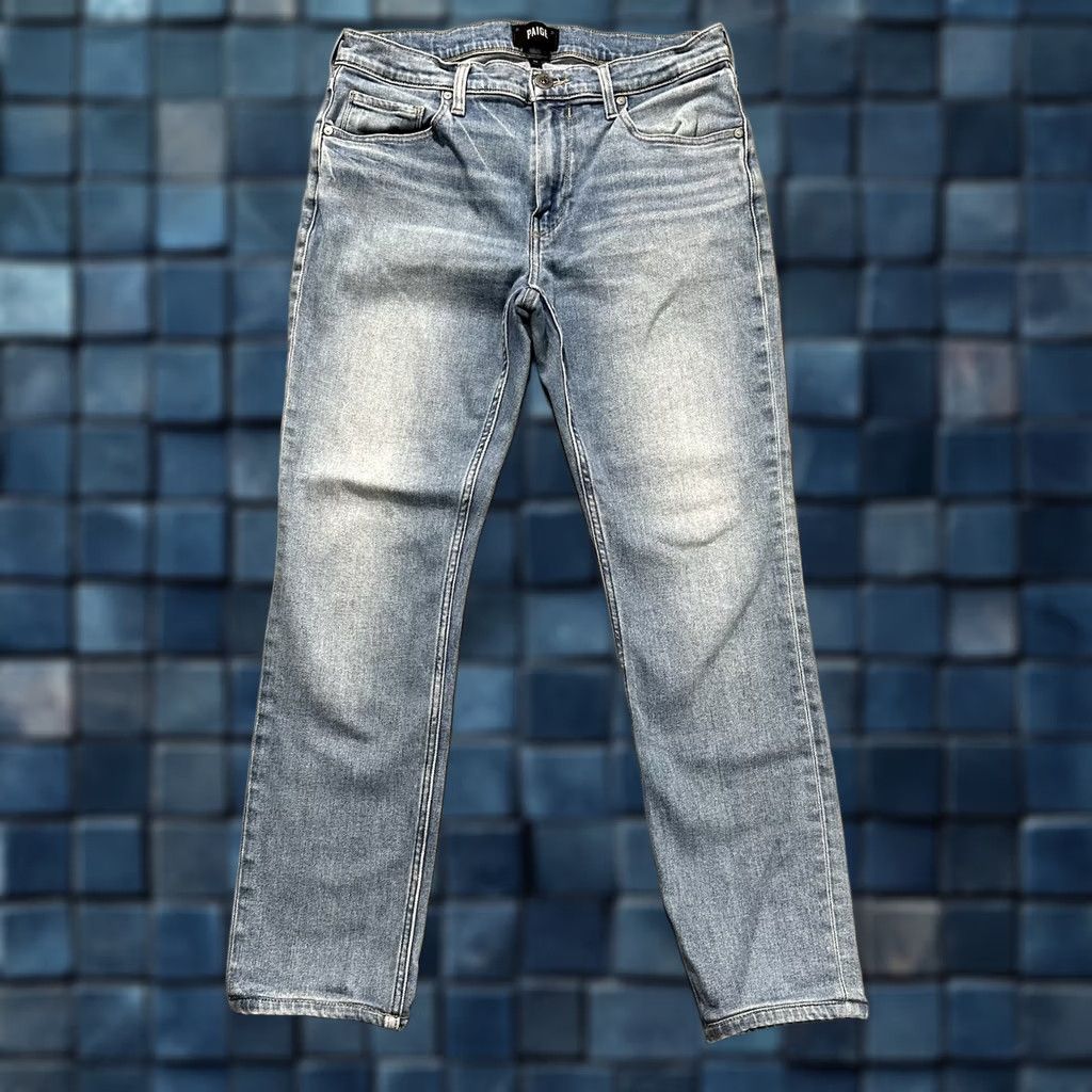 Paige Paige Federal Jeans Men 32 Blue Denim Slim Straight Stretch 5-Pocket Solid Light Wash Size US 32 / EU 48 - 1 Thumbnail