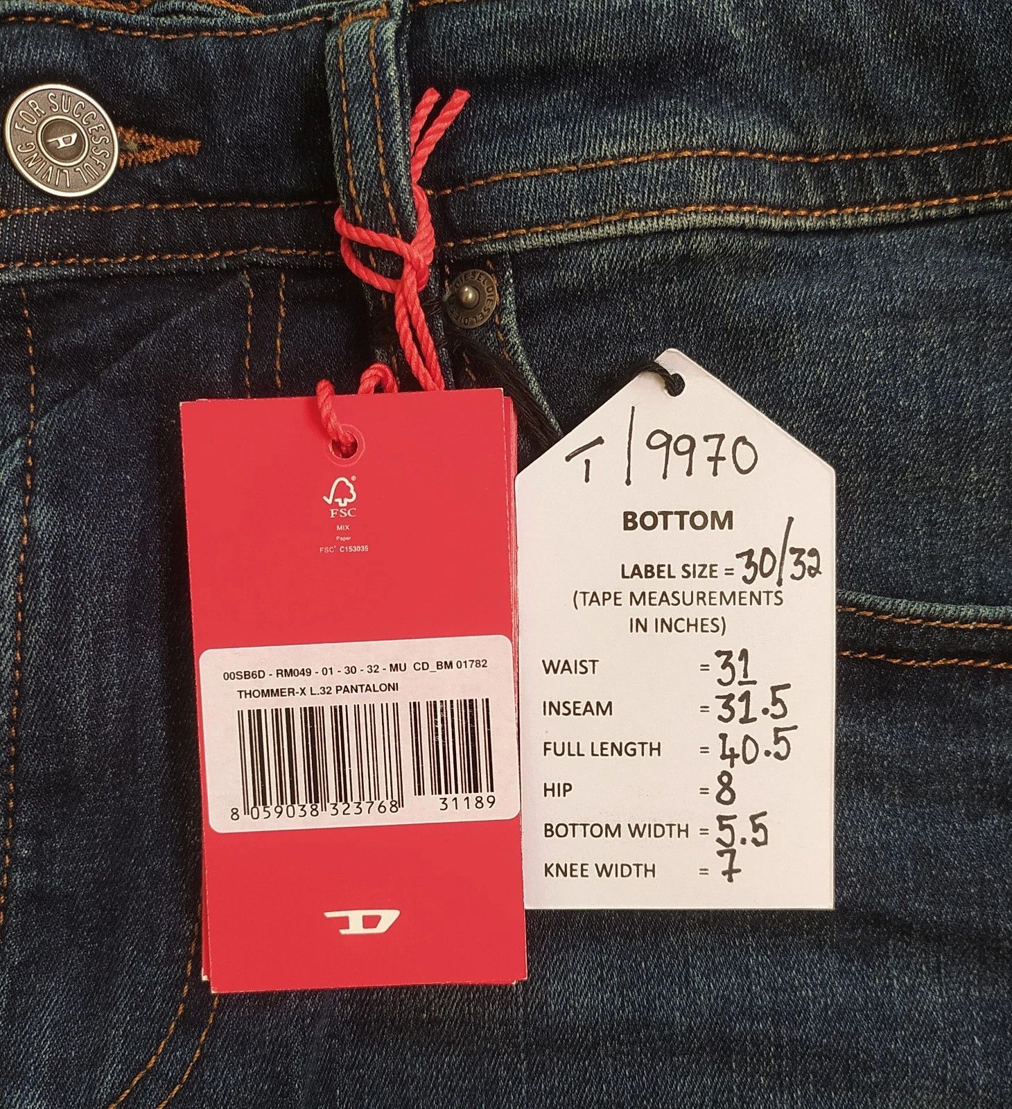 Diesel Diesel THOMMER-X-RM049 Men's Jean T 9970 Size US 30 / EU 46 - 5 Thumbnail