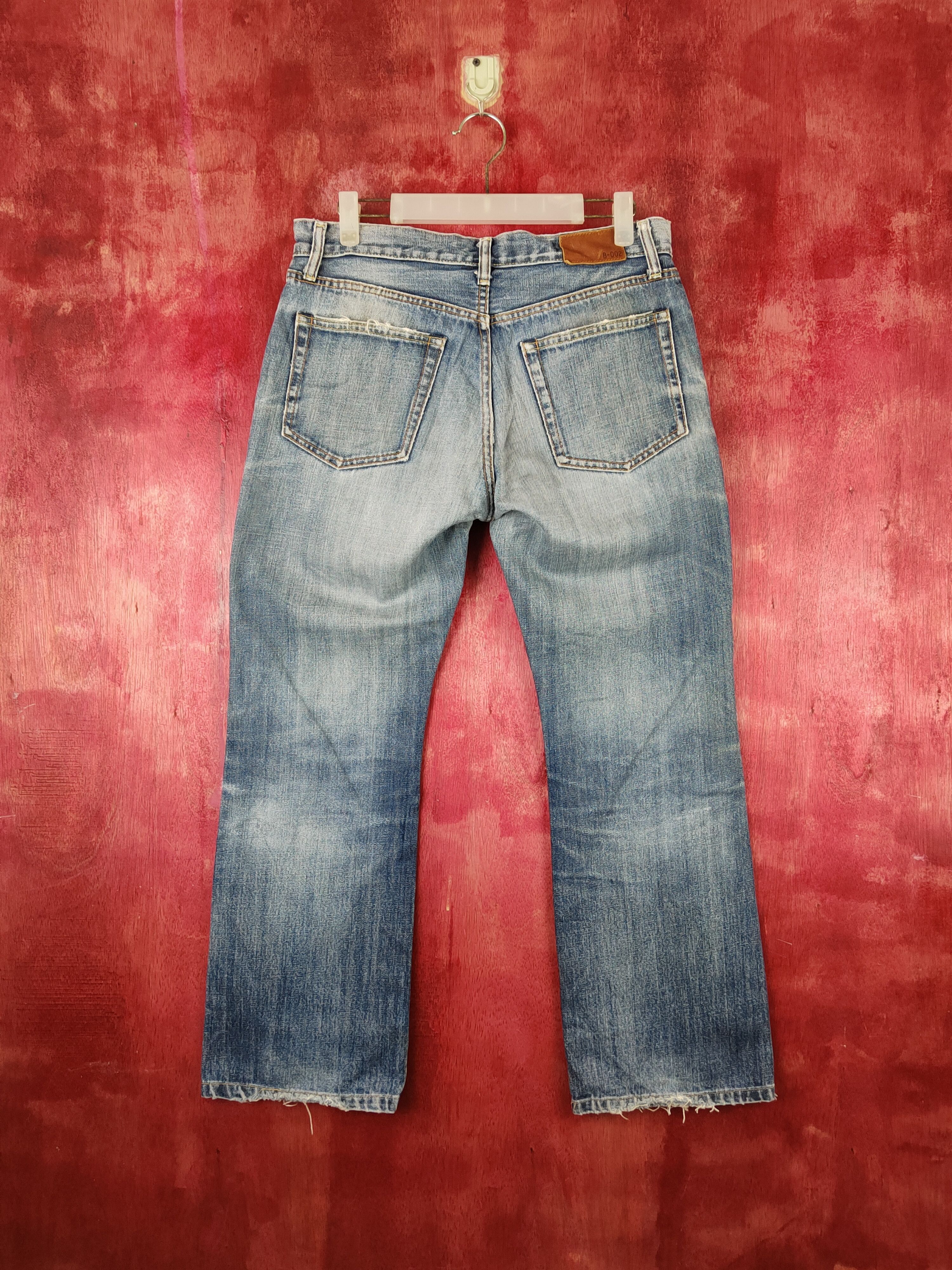 Japanese Brand Uniqlo Blue Faded Distressed Ripped Boot Cut Jeans #S1674 Size US 32 / EU 48 - 7 Thumbnail