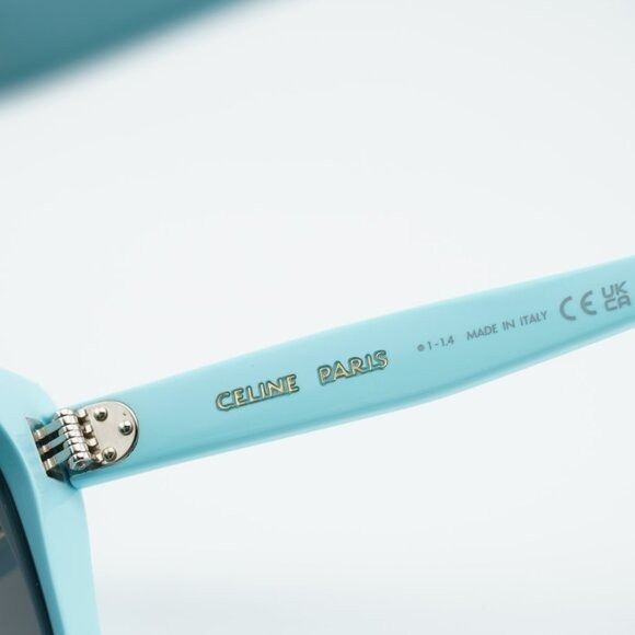Celine CL40187I 84A Cat Eye Sunglasses - Shiny Sky Blue/Grey Celine 3 Dots Cl40187i Women Blue Cat Eye Sunglasses – Otticanet main image 3