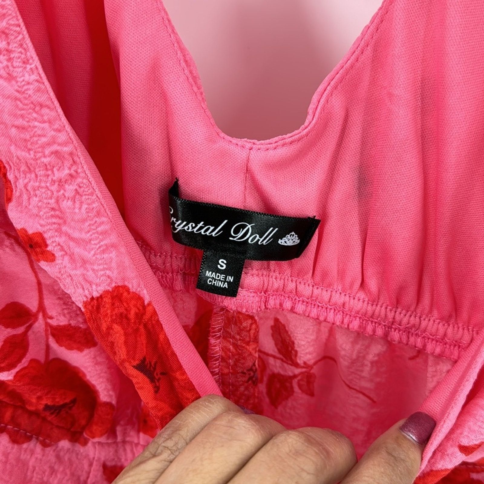 Other Crystal Doll Floral Puff Sleeve Mini Dress pink Barbie sz S Size S / US 4 / IT 40 - 4 Thumbnail