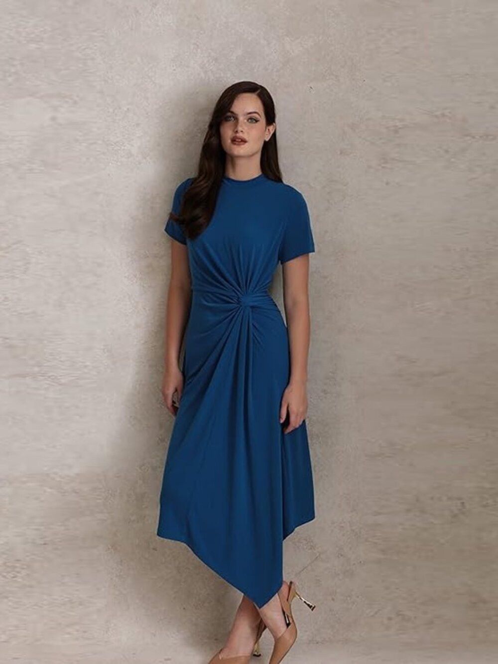 MAGGY LONDON NWT New Maggy London Short Sleeve Draped Front Jersey Blue Size XL / US 12-14 / IT 48-50 - 2 Thumbnail