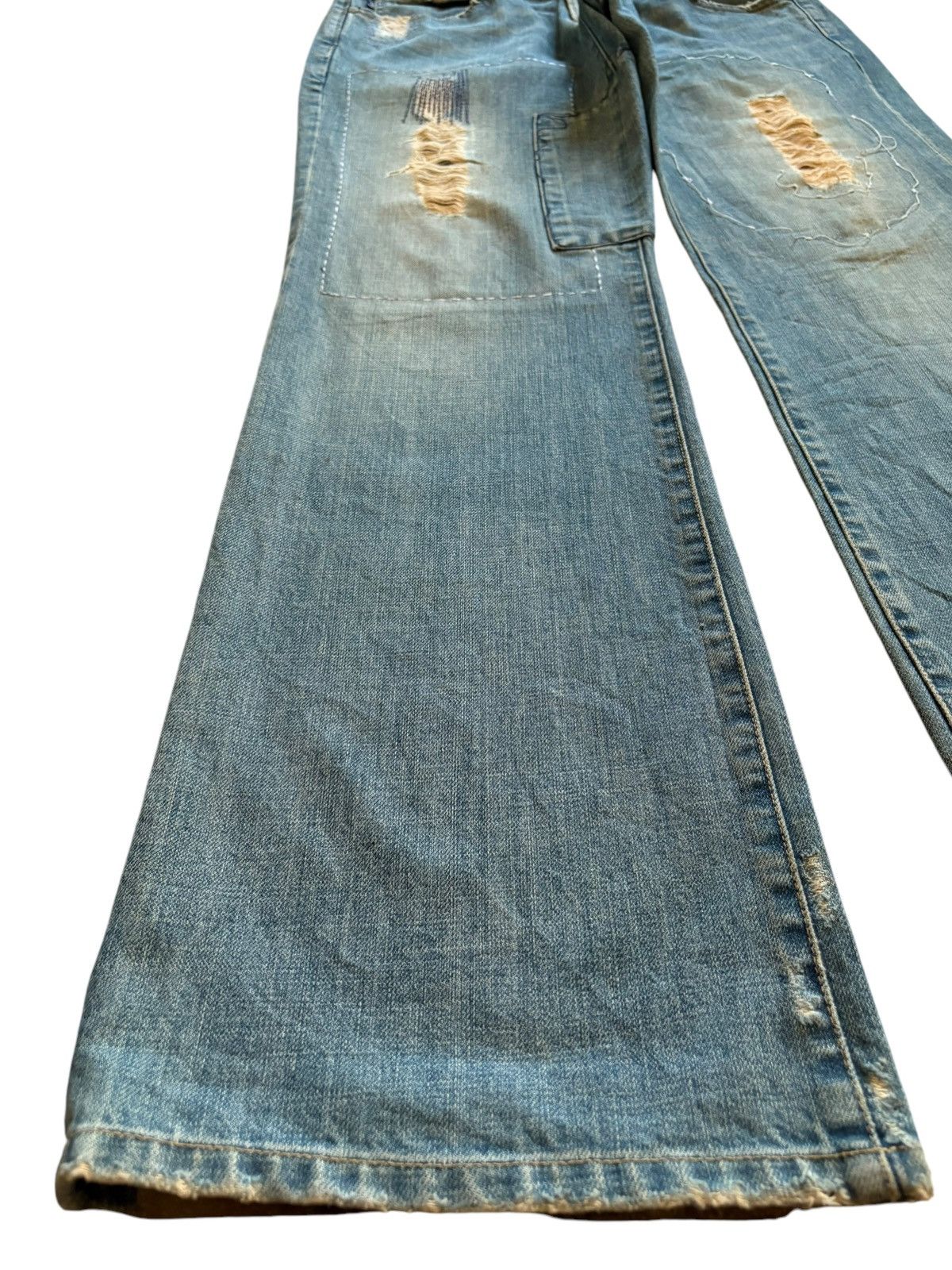 Japanese Brand Vintage Japanese Brand Mud Wash Patched Flare Jeans Size US 34 / EU 50 - 6 Thumbnail