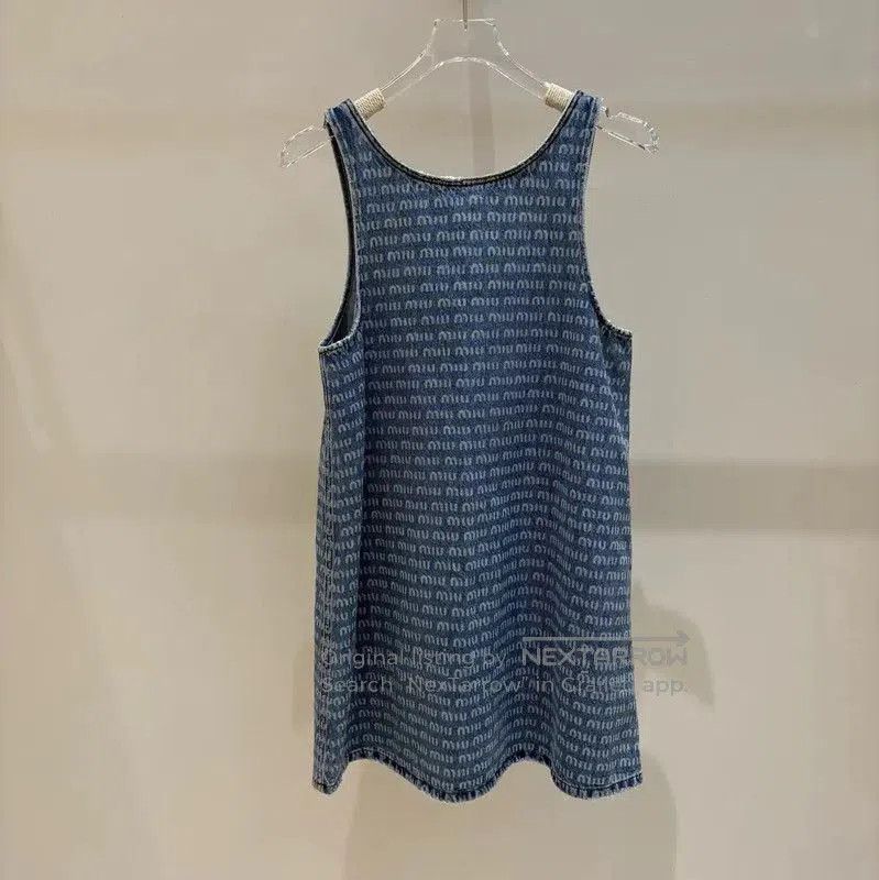 Miu Miu Miu Miu Blue Denim Sleeveless Dress . Size M / US 6-8 / IT 42-44 - 1 Thumbnail