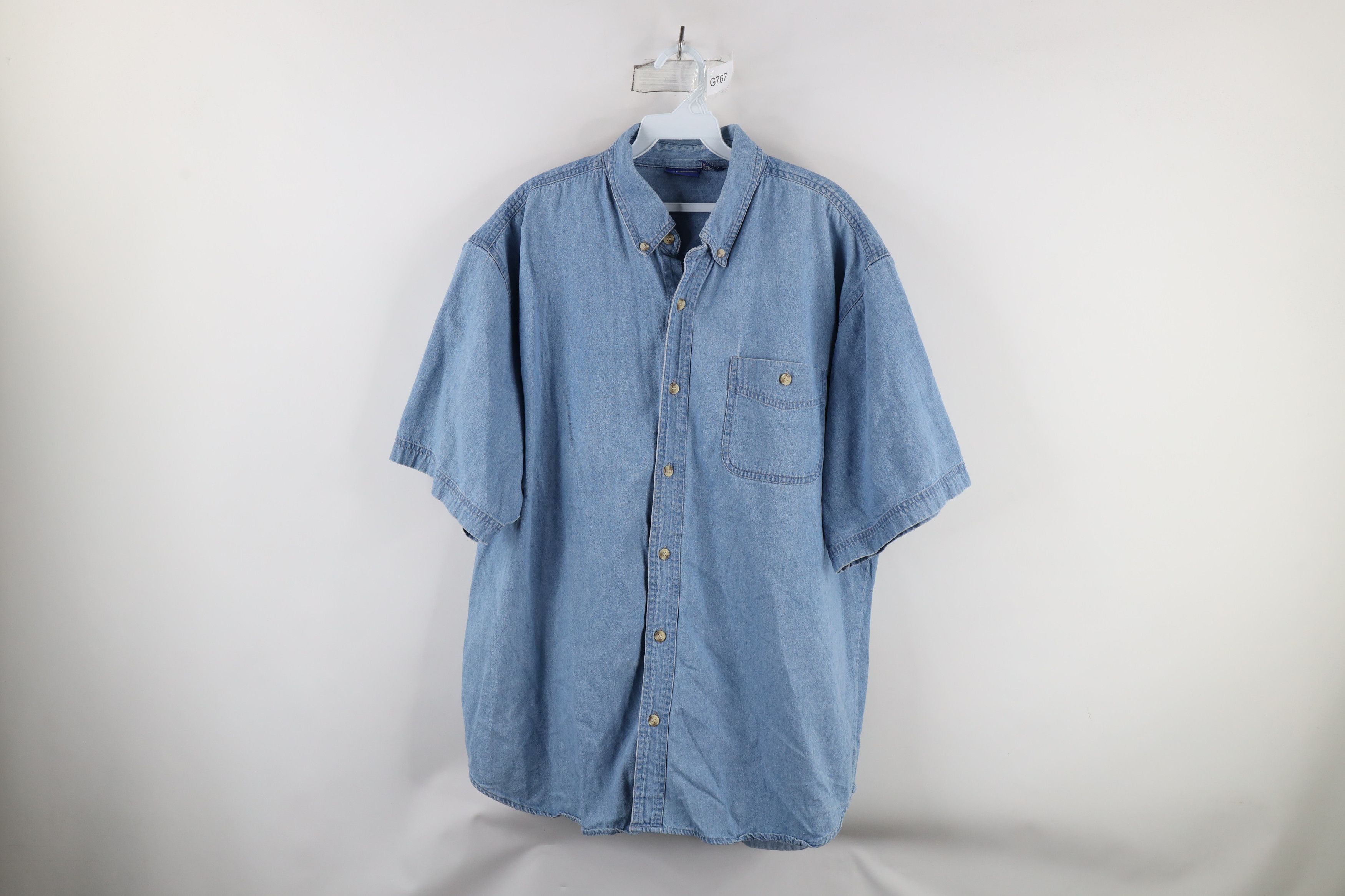 Vintage Vintage 90s Streetwear Short Sleeve Denim Jean Button Shirt Size US XXL / EU 58 / 5 - 1 Thumbnail