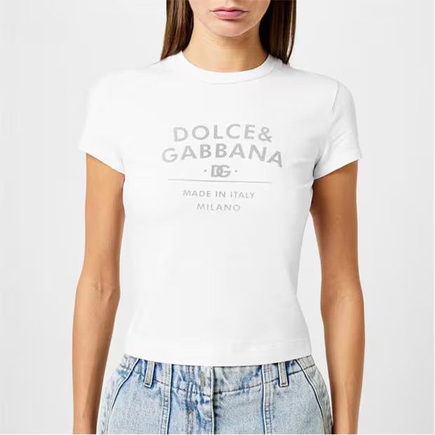 Dolce & Gabbana o1g2r1mq1024 Cropped Logo T-Shirt in Blanco Ottico Size L / US 10 / IT 46 - 4 Thumbnail