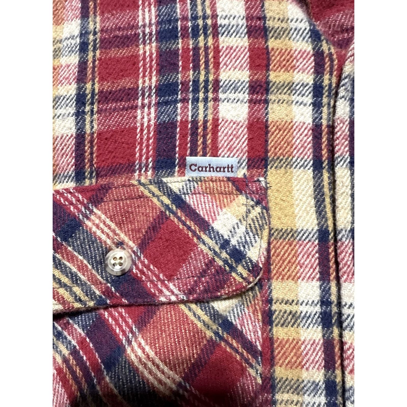 Carhartt VINTAGE Carhartt XL Tall Red Plaid Cotton Flannel Button-Down Shirt 80s Workwear Men Big & Tall Size US XL / EU 56 / 4 - 3 Thumbnail