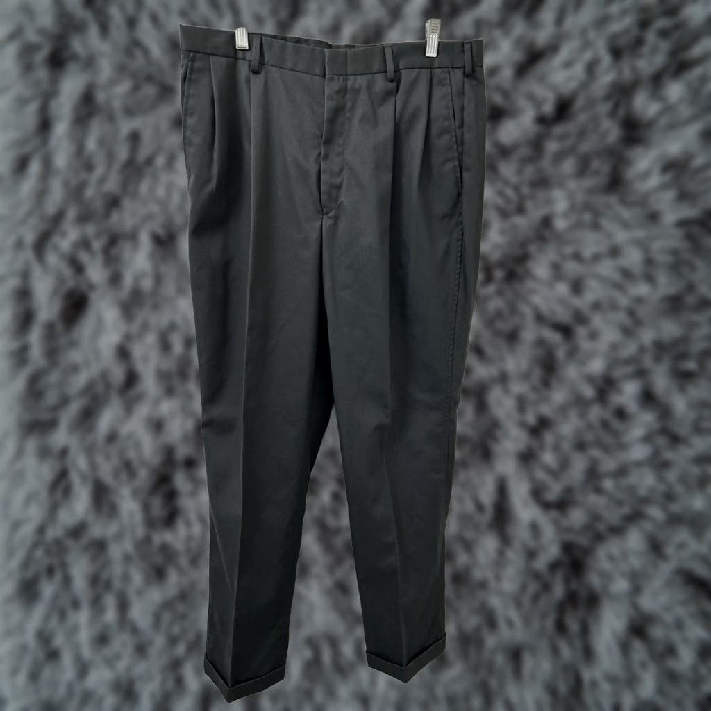 Lands' End Lands' End Pants Mens 35x34 Gray Twill Cotton Blend Pleated Cuffed YKK Zip Fly Dress Pants Size US 35 - 1 Thumbnail