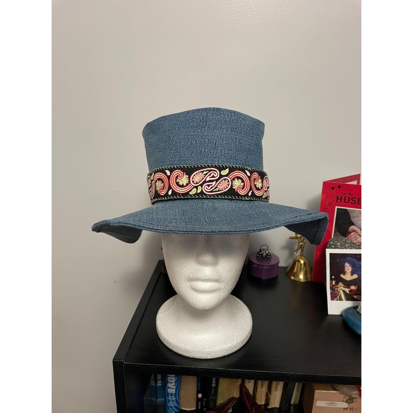 Other Upcycled Denim Western Hat Small | Handmade Wide Brim Blue Size ONE SIZE - 2 Thumbnail