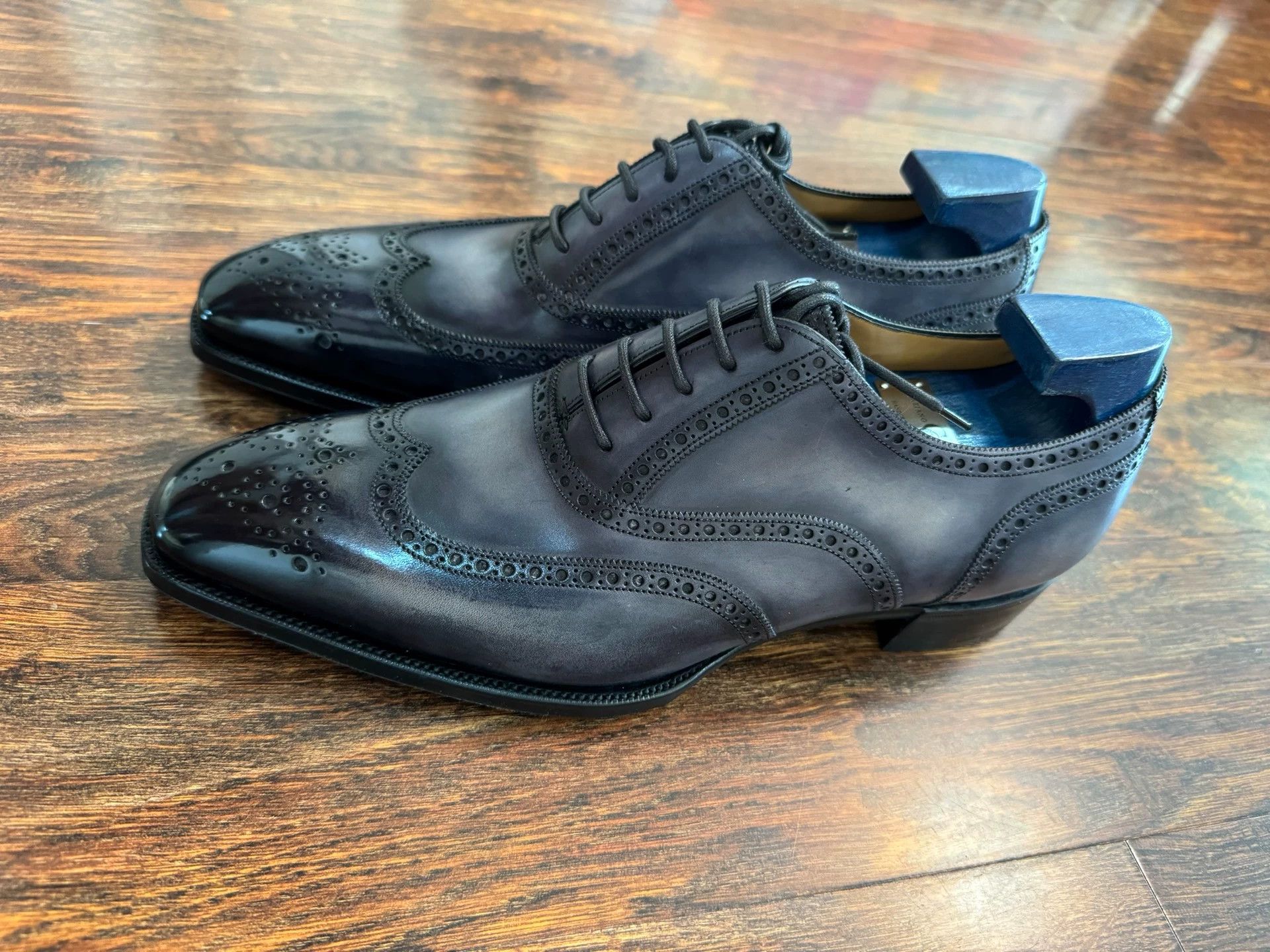 Gaziano & Girling GG Deco MTO UK7 7F Black-Gray Carved Burnished Oxford Size US 7 / EU 40 - 5 Thumbnail