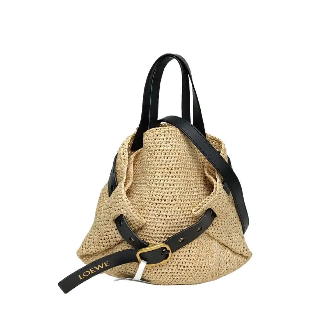 Loewe Tote Bag Mini Beige Straw Woven Shoulder Bag, Women's