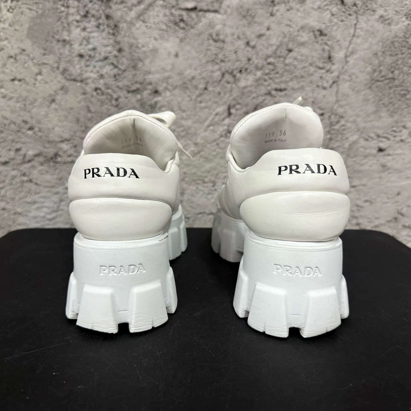 Prada Prada Triangle Logo Platform Sneakers 36 Used Size US 5.5 / IT 35.5 - 3 Thumbnail