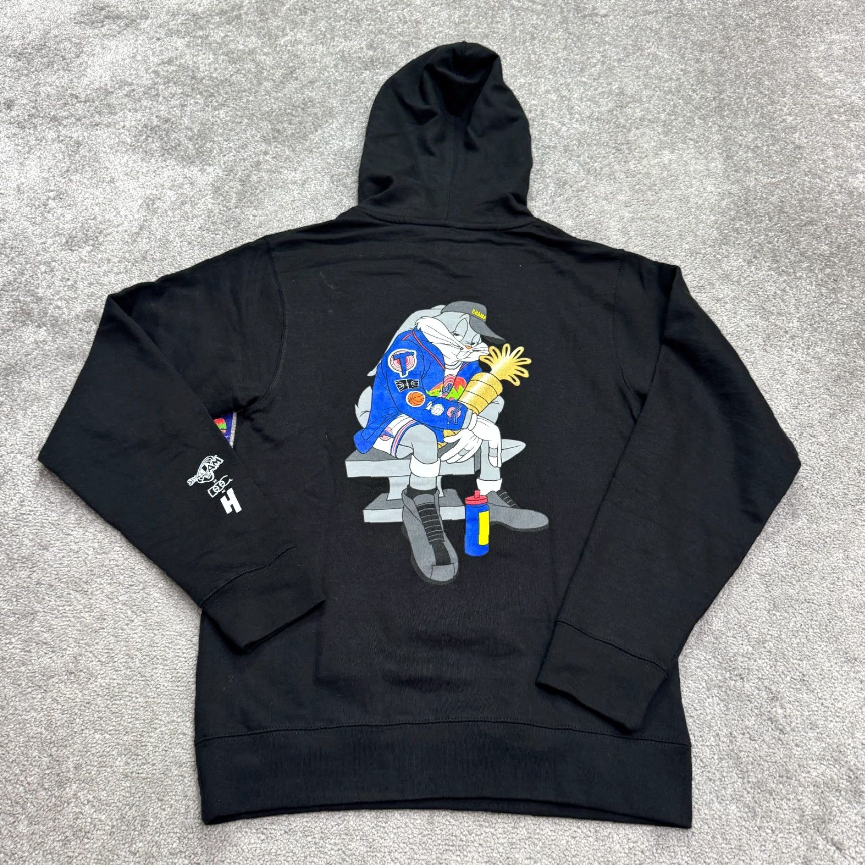Vintage Space Jam Hoodie Mens Pullover Hooded Fleece Black Bugs Bunny Logo 25th Anniversary Small Size US S / EU 44-46 / 1 - 2 Thumbnail