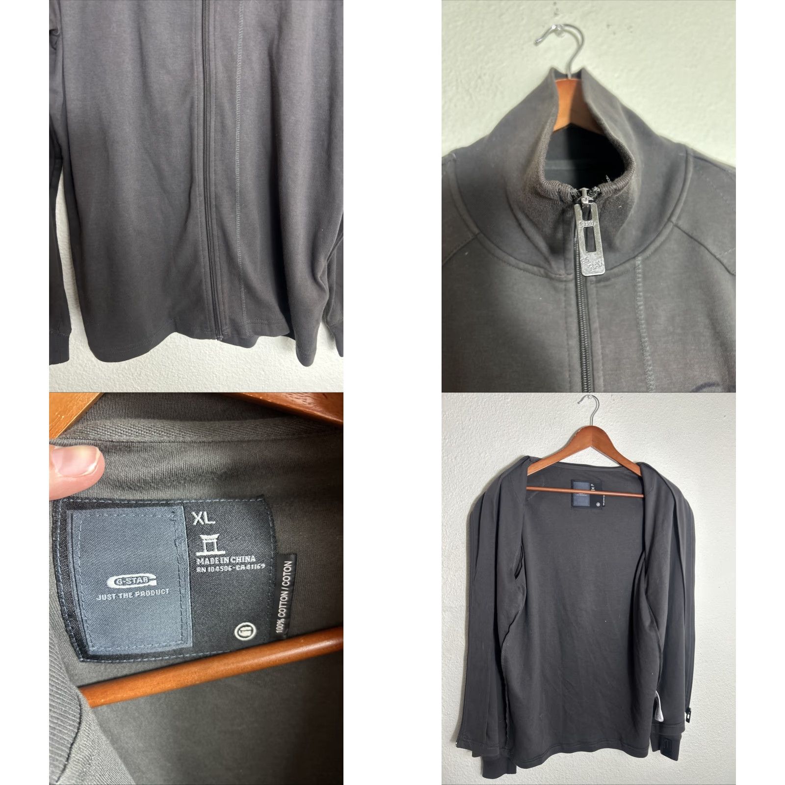 Vintage G Star Raw Mens XL Sweatshirt Full Zip Long Sleeve 100% Cotton Gray Stars Size US XL / EU 56 / 4 - 8 Thumbnail