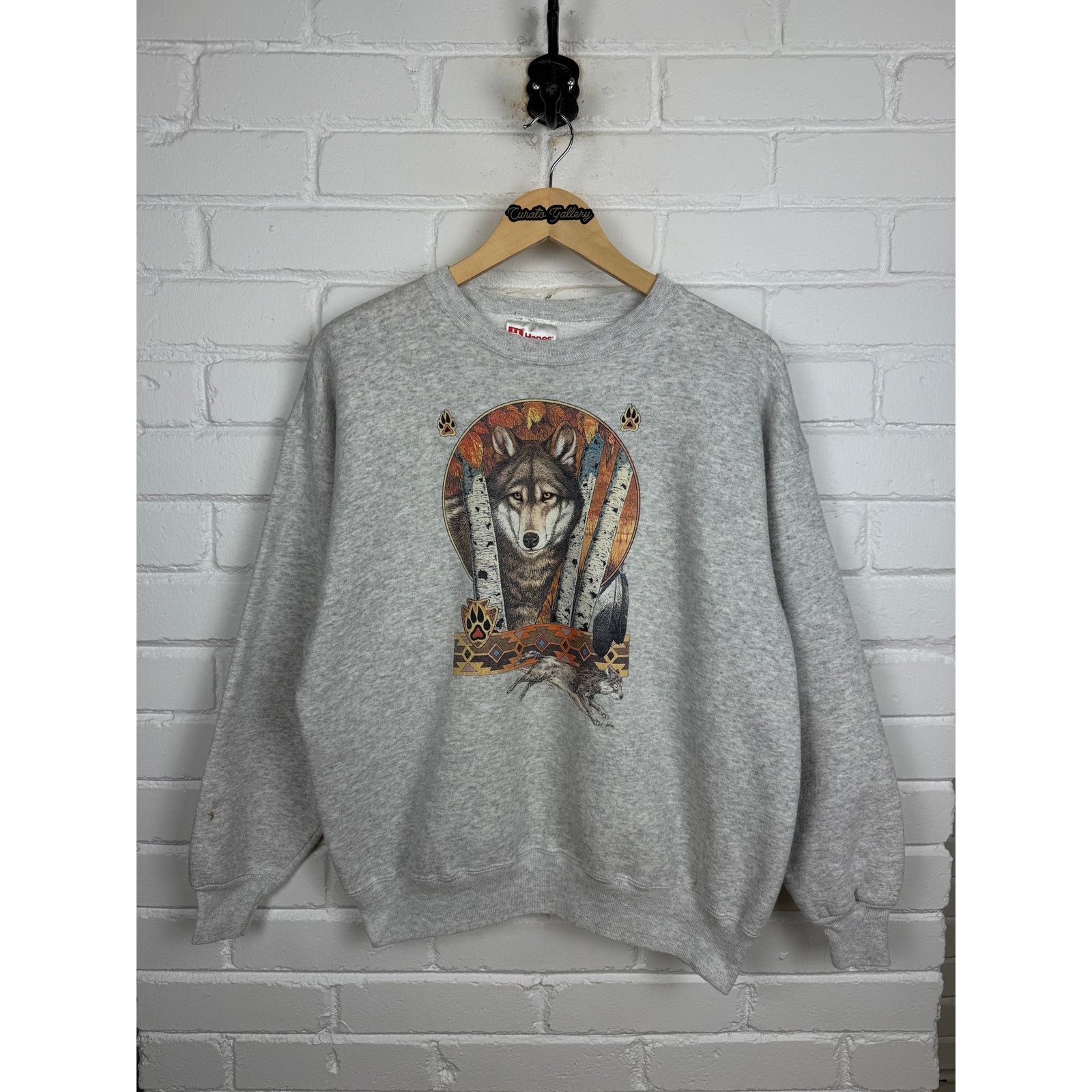 Vintage Vintage 90s Wolf Aztec Nature Wolves Sweatshirt Size L Size US L / EU 52-54 / 3 - 1 Thumbnail