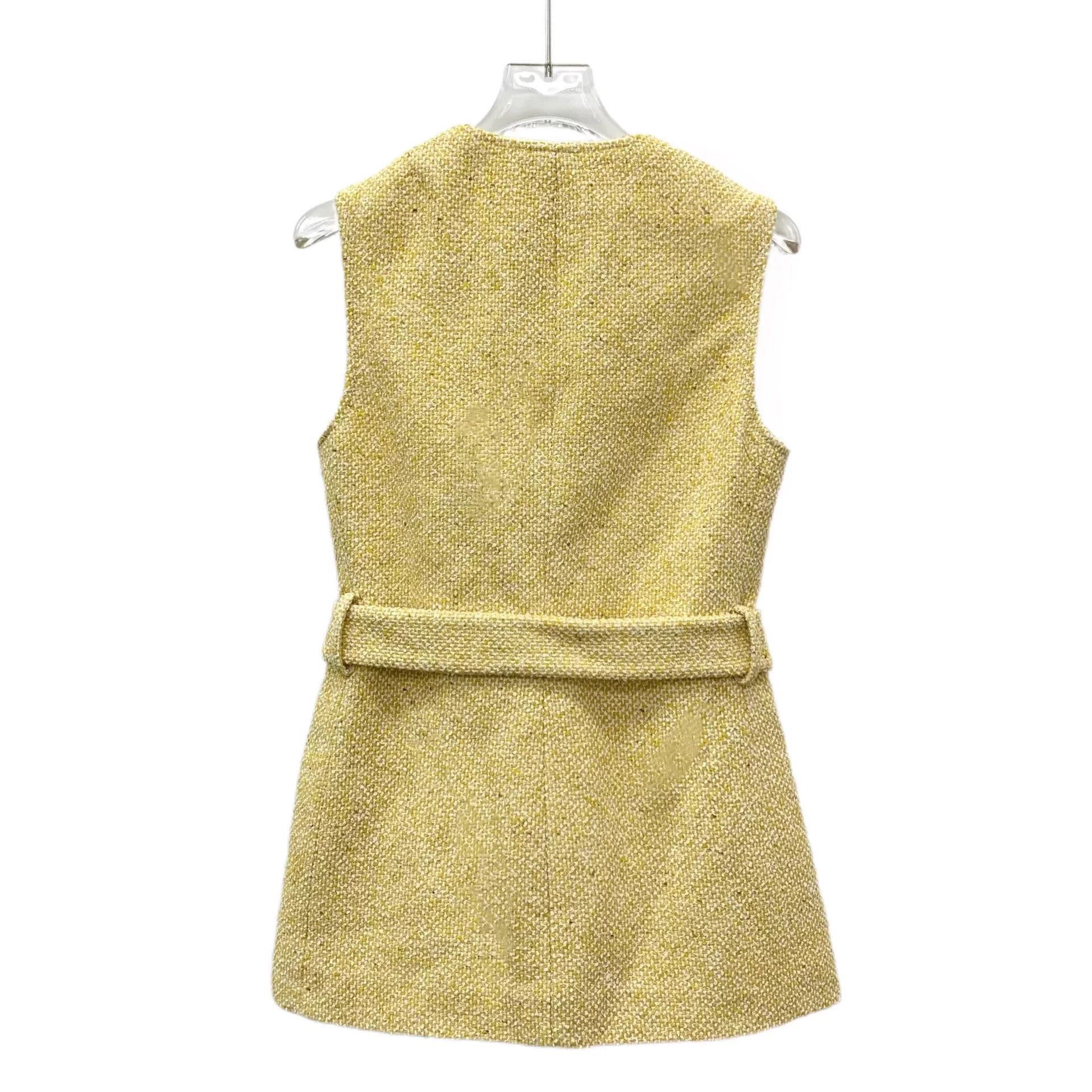 Gucci KW0841 Gucci Yellow Wool Tweed Sleeveless Vest with Belt Size XS / US 0-2 / IT 36-38 - 2 Thumbnail