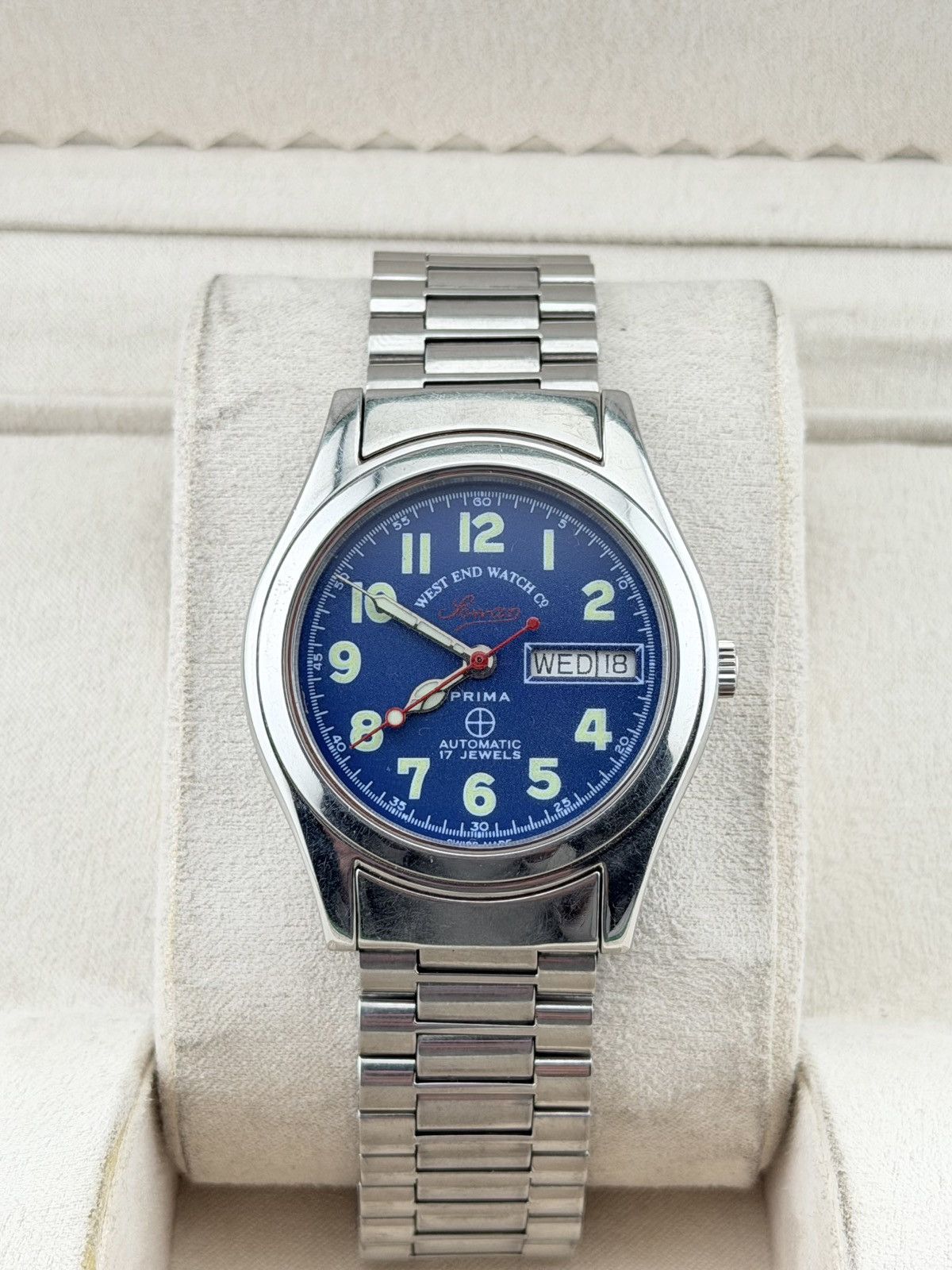 West End Watch Co. West End Sowar Prima Vintage Automatic Blue Dial Watch Size 36 - 7 Thumbnail