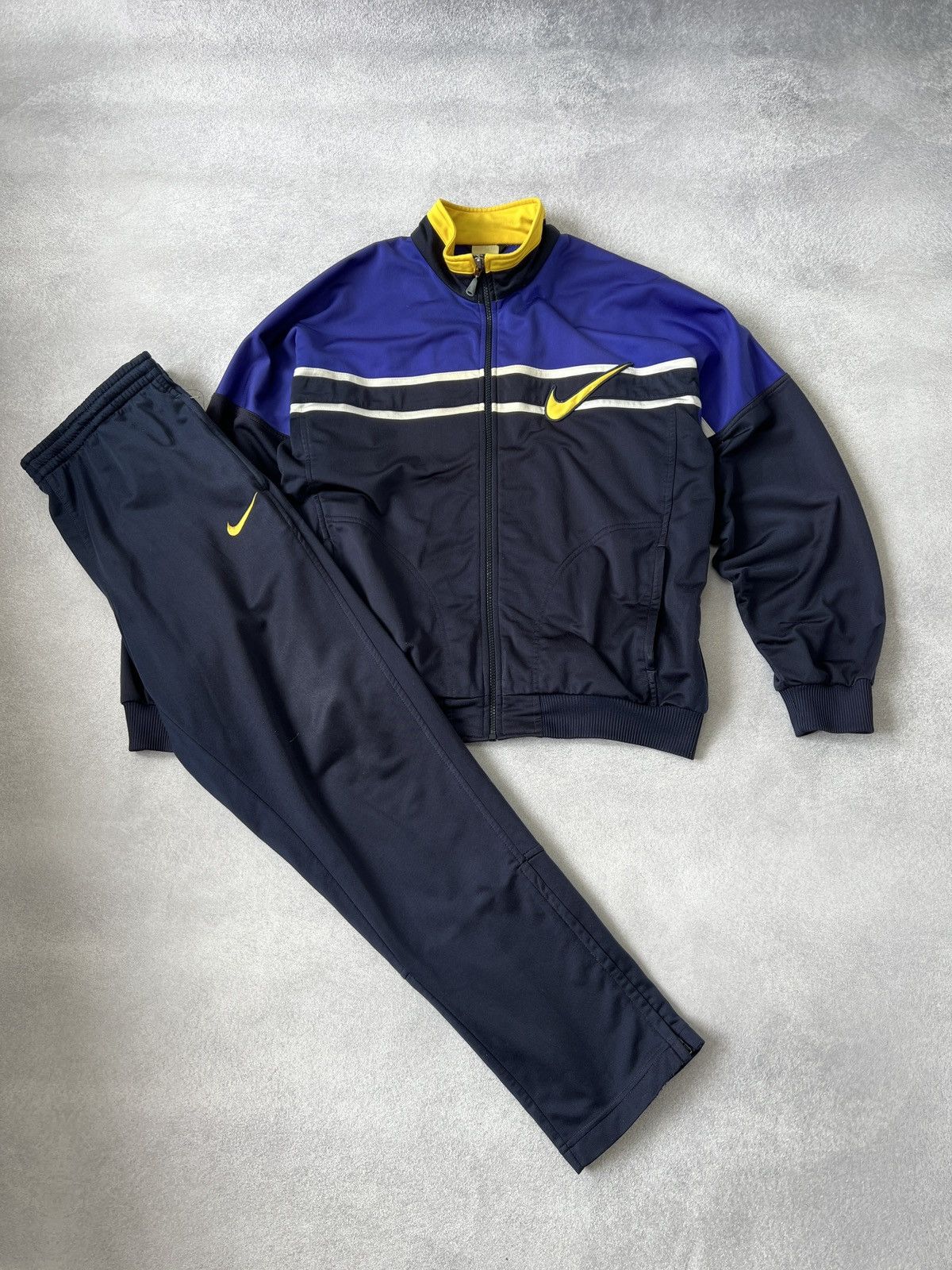 Nike × Vintage Vintage Nike Tracksuit Blue Yellow Retro Style Big Logo Size US S / EU 44-46 / 1 - 11 Thumbnail