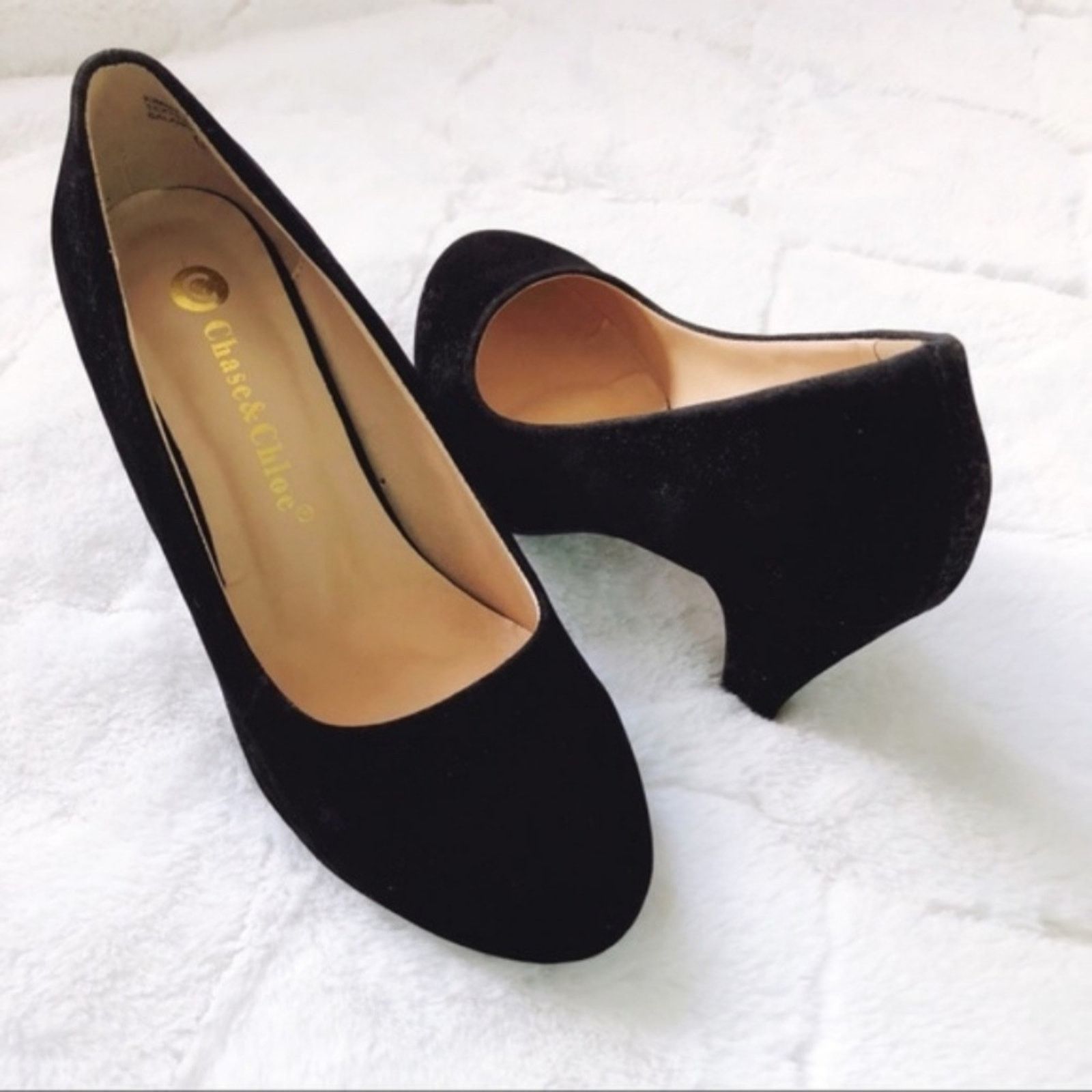 Other Chase + Chloe Black Velvet Heels Size US 6 / IT 36 - 3 Thumbnail