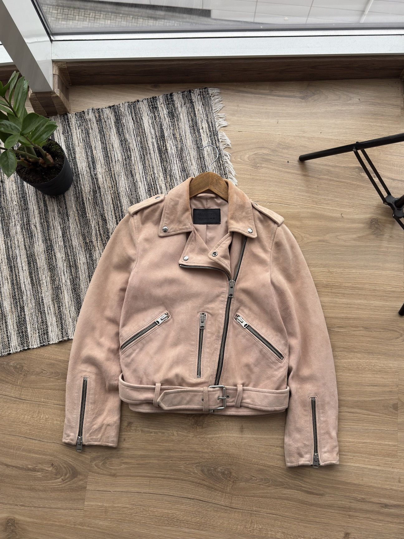 Allsaints ALL SAINTS Powder Pink Suede Balfern Biker Jacket Women’s Size M / US 6-8 / IT 42-44 - 1 Thumbnail