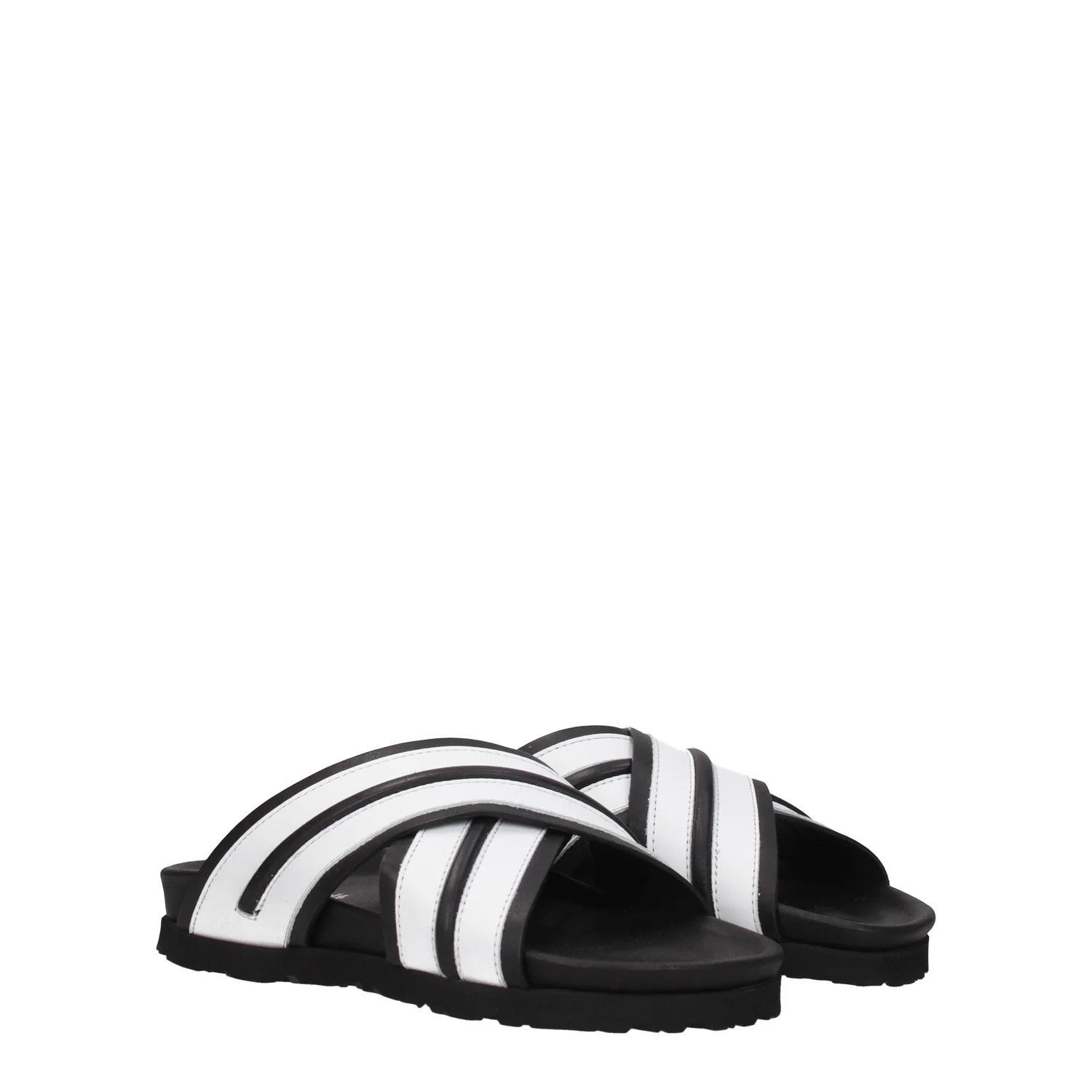 Palm Angels ob1o1e1124 Leather Slippers in Black White Size US 6 / IT 36 - 2 Thumbnail